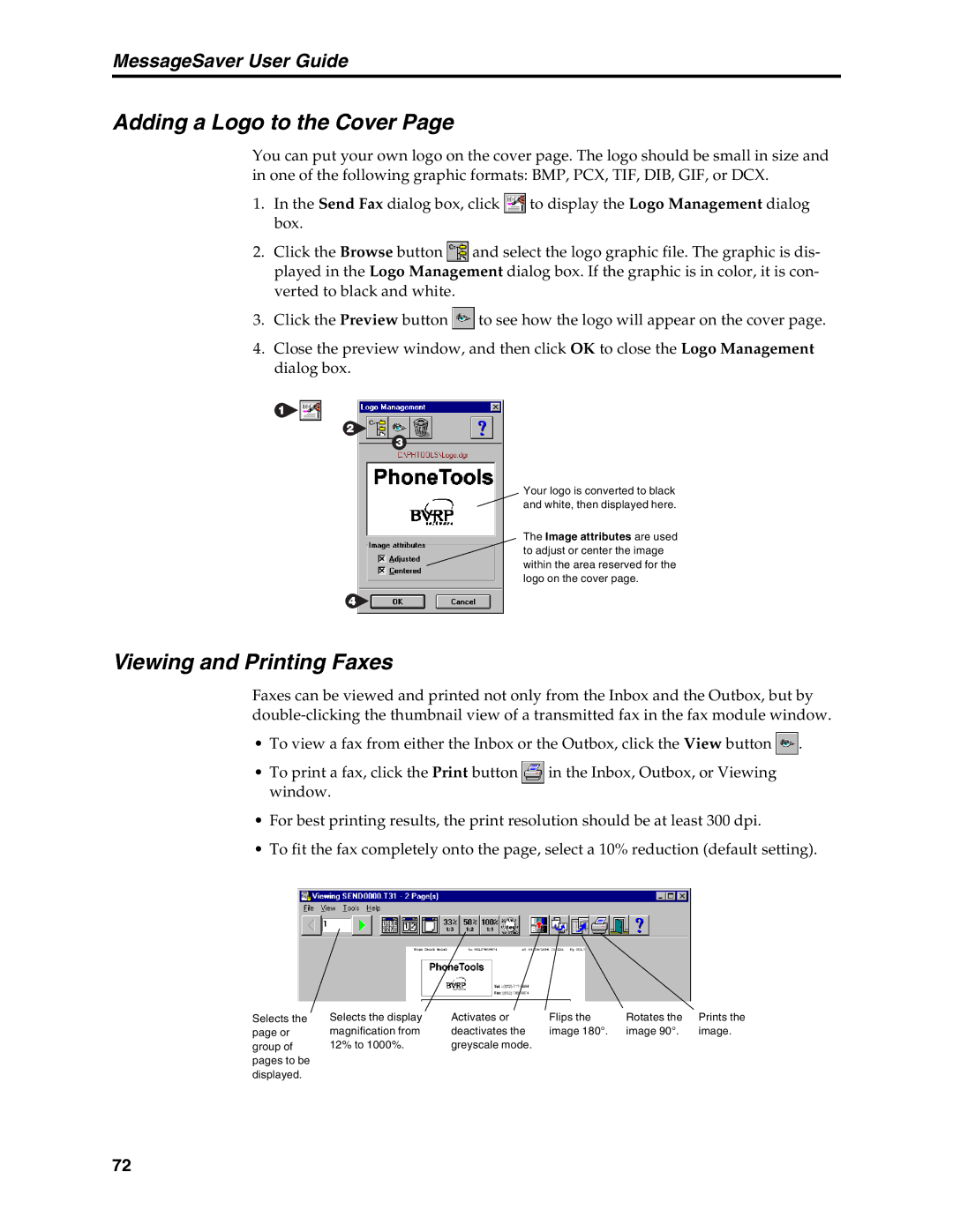 Multi-Tech Systems MT5634MSV manual Adding a Logo to the Cover, Viewing and Printing Faxes 