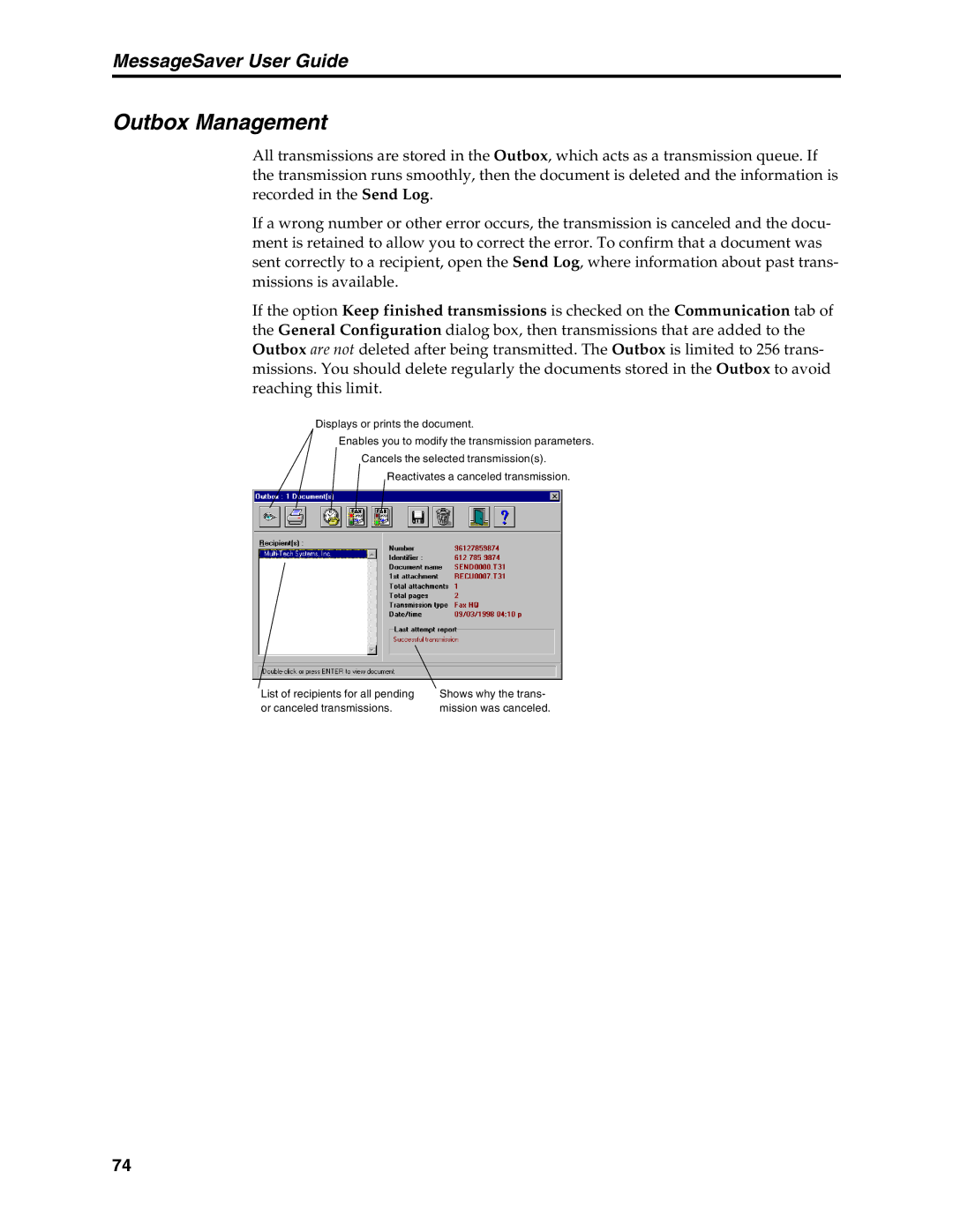 Multi-Tech Systems MT5634MSV manual Outbox Management 