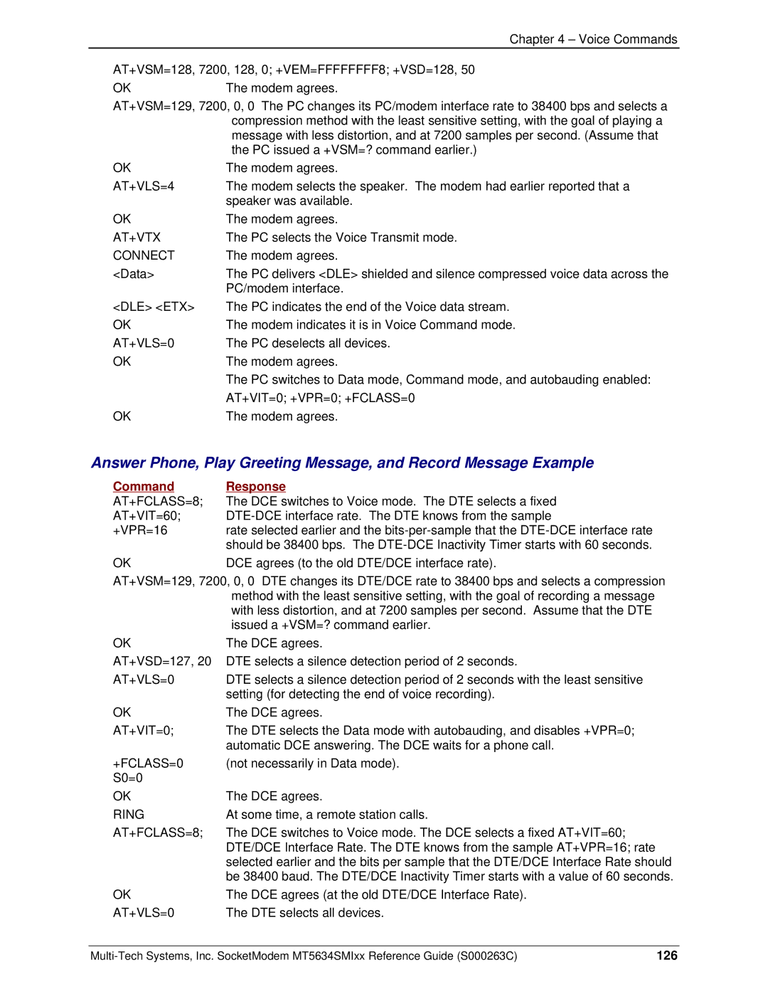 Multi-Tech Systems MT5634SMI V.92, MT5634SMI V.34 manual 126 