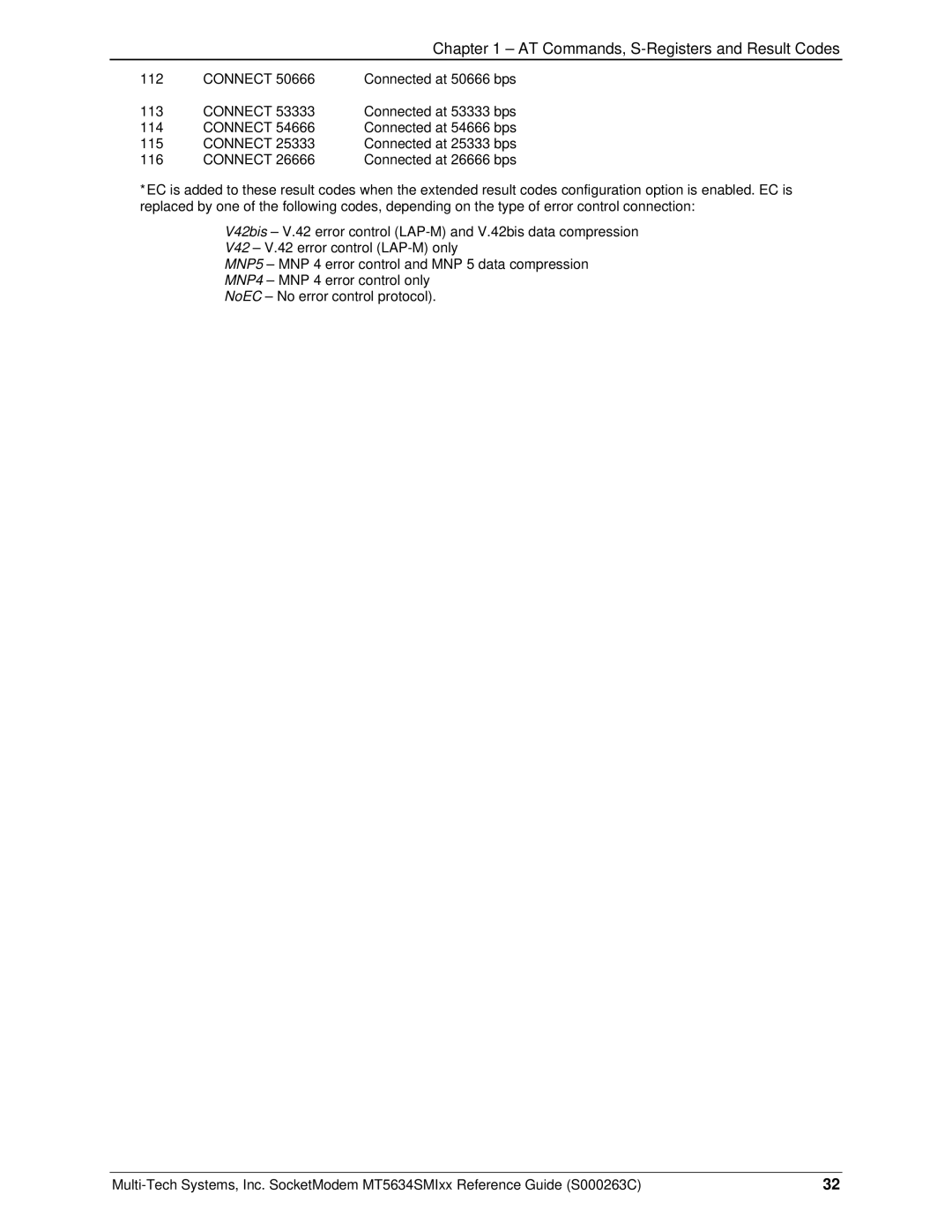 Multi-Tech Systems MT5634SMI V.92, MT5634SMI V.34 manual 112 