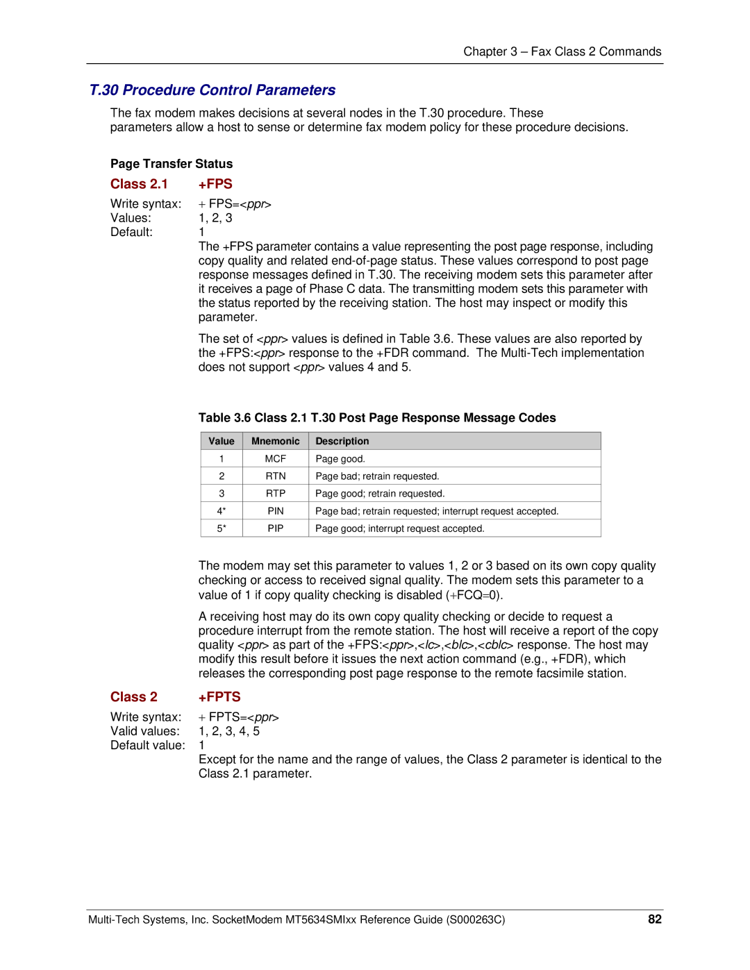 Multi-Tech Systems MT5634SMI V.92, MT5634SMI V.34 manual Procedure Control Parameters, Transfer Status 