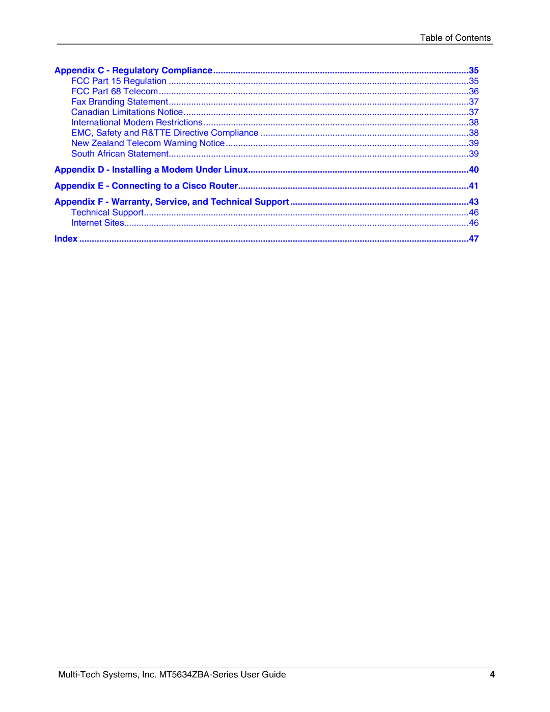 Multi-Tech Systems MT5634ZBAV.90, MT5634ZBA-VV.90, MT5634ZBAV.92 manual Index 