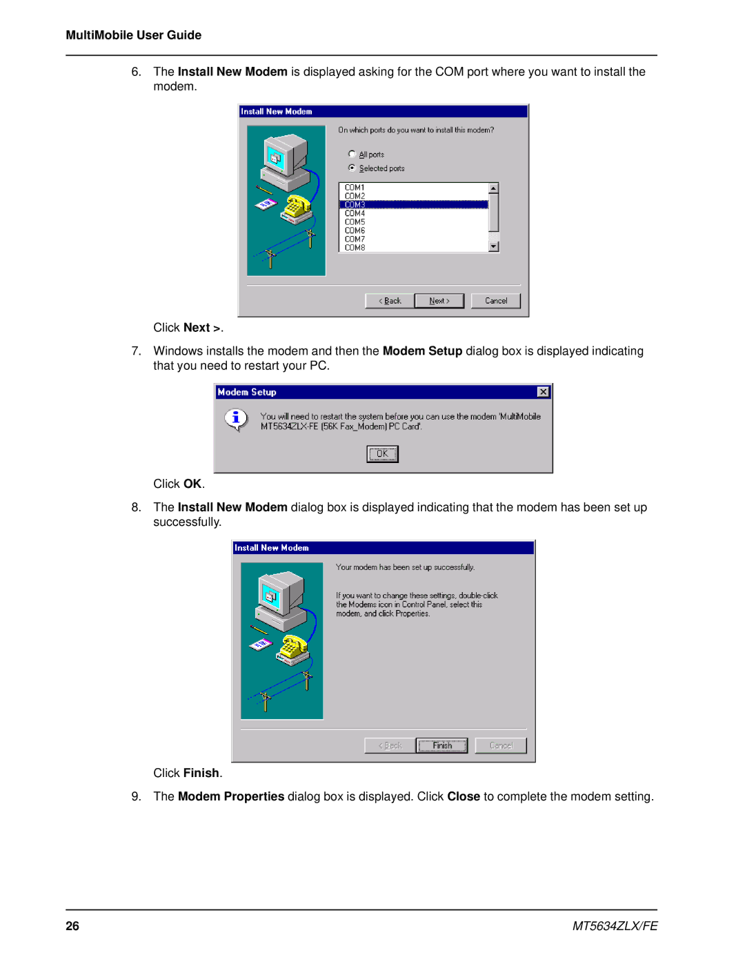 Multi-Tech Systems MT5634ZLX/FE manual 