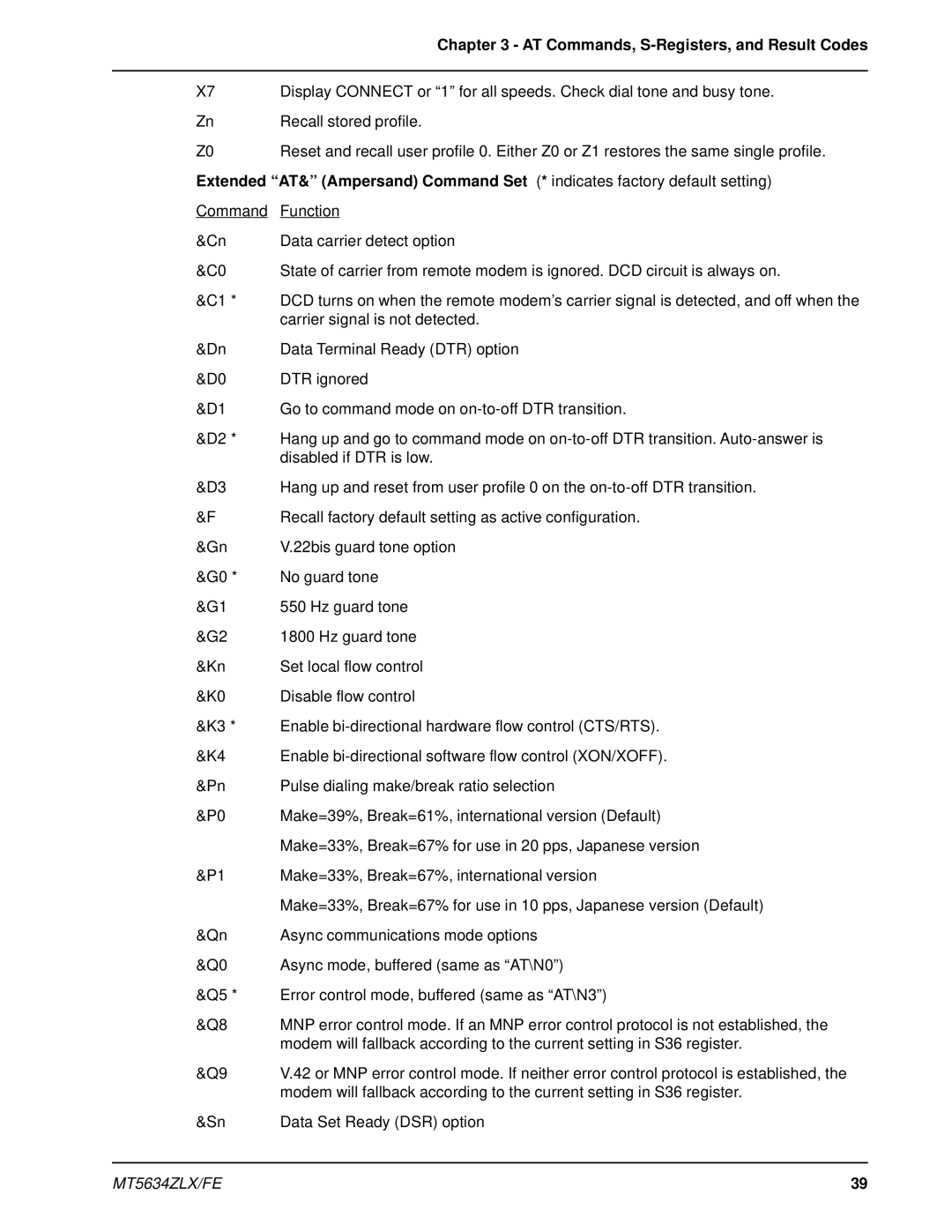 Multi-Tech Systems MT5634ZLX/FE manual AT Commands, S-Registers, and Result Codes 