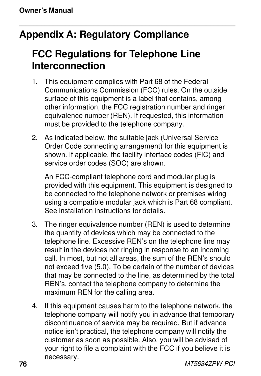 Multi-Tech Systems MT5634ZPW-PCI owner manual 