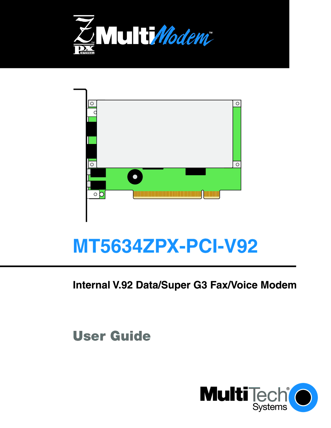 Multi-Tech Systems MT5634ZPX-PCI-V92 manual 