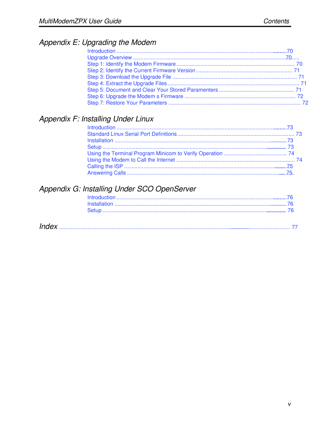 Multi-Tech Systems MT5634ZPX-PCI-V92 manual Appendix G Installing Under SCO OpenServer 