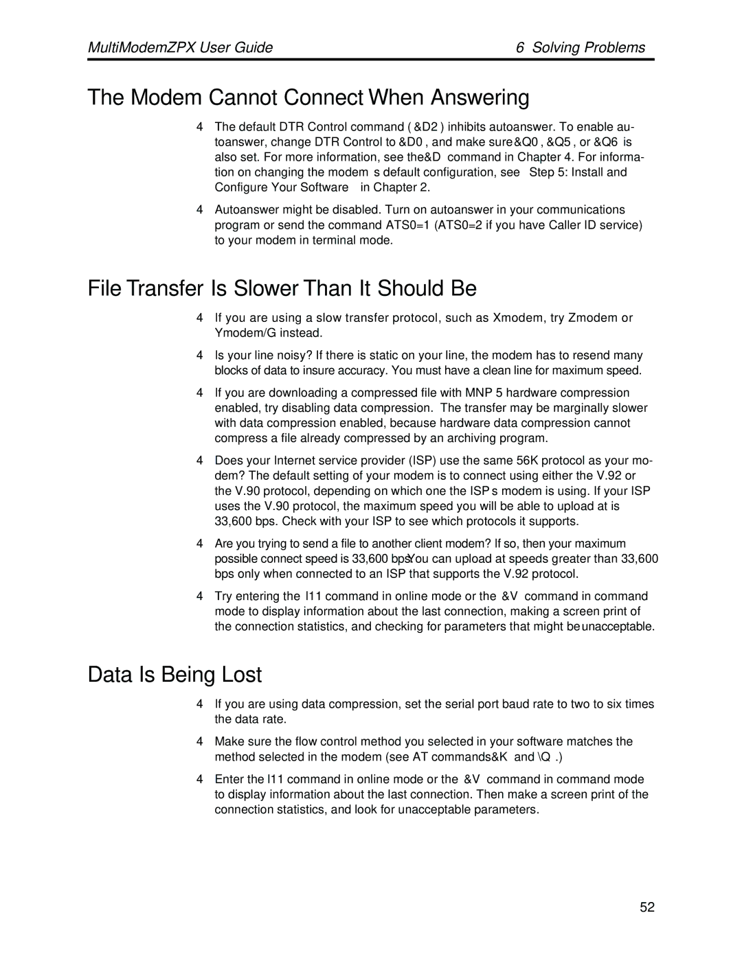 Multi-Tech Systems MT5634ZPX-PCI-V92 manual MultiModemZPX User Guide 