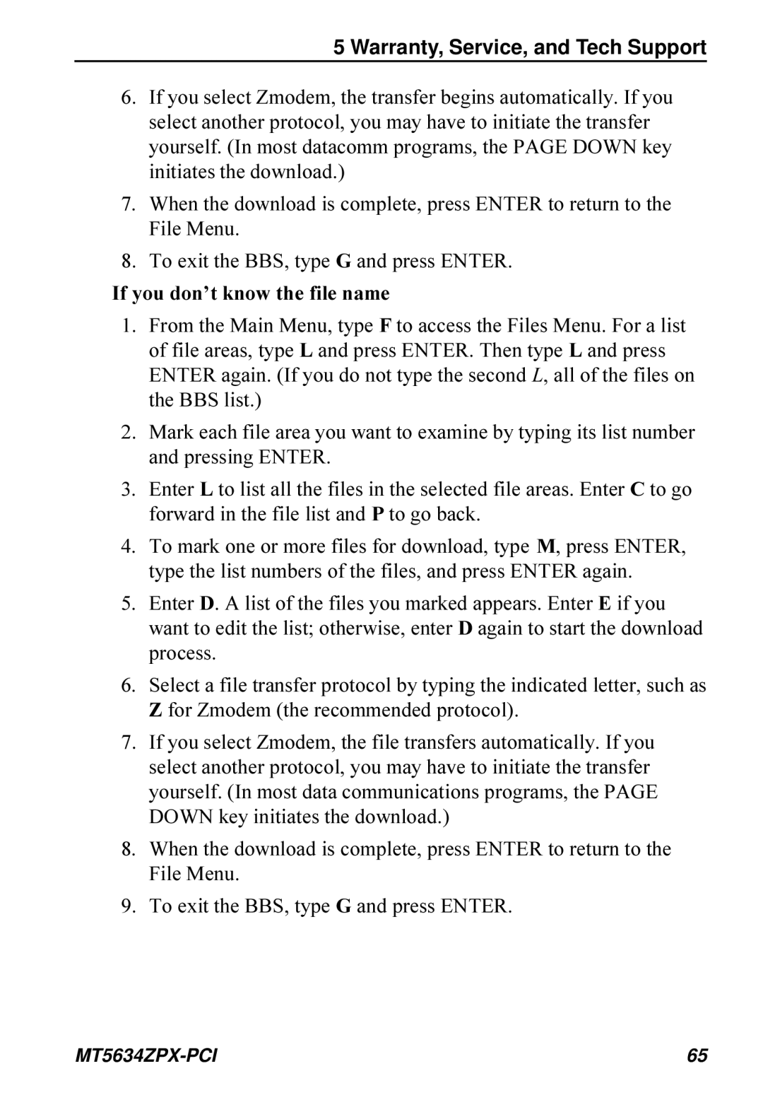 Multi-Tech Systems MT5634ZPX-PCI owner manual If you don’t know the file name 