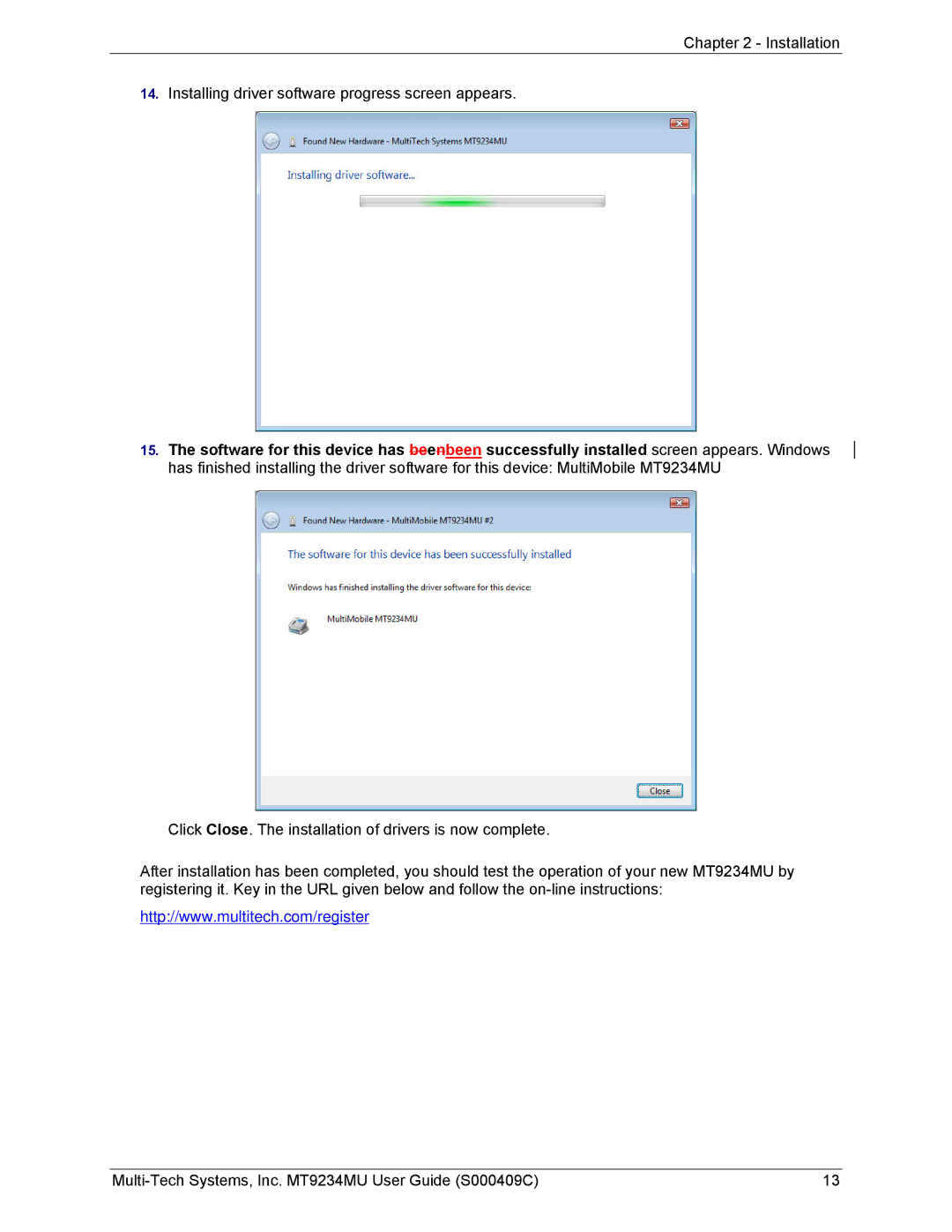 Multi-Tech Systems MT9234MU manual 