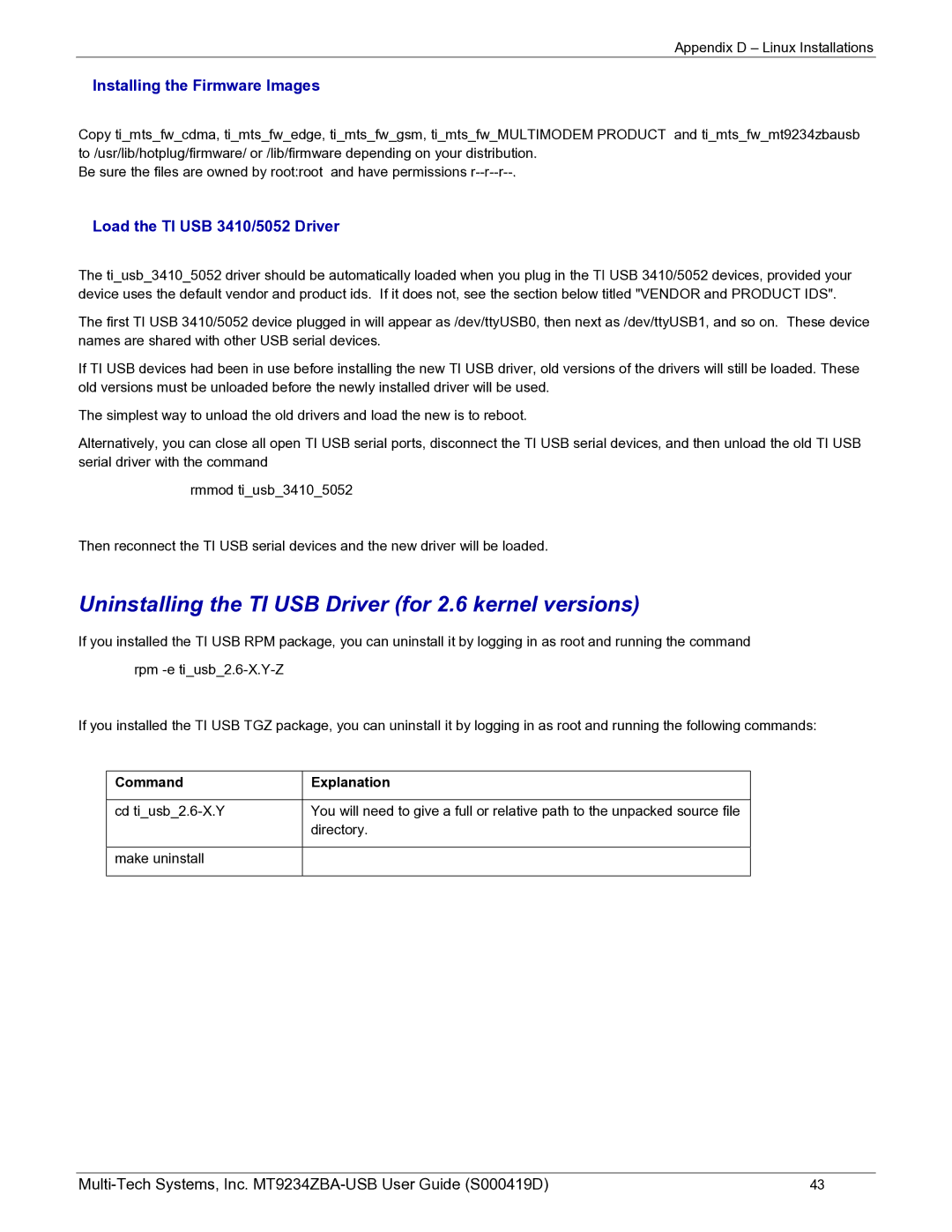 Multi-Tech Systems MT9234ZBA-USB manual Installing the Firmware Images 