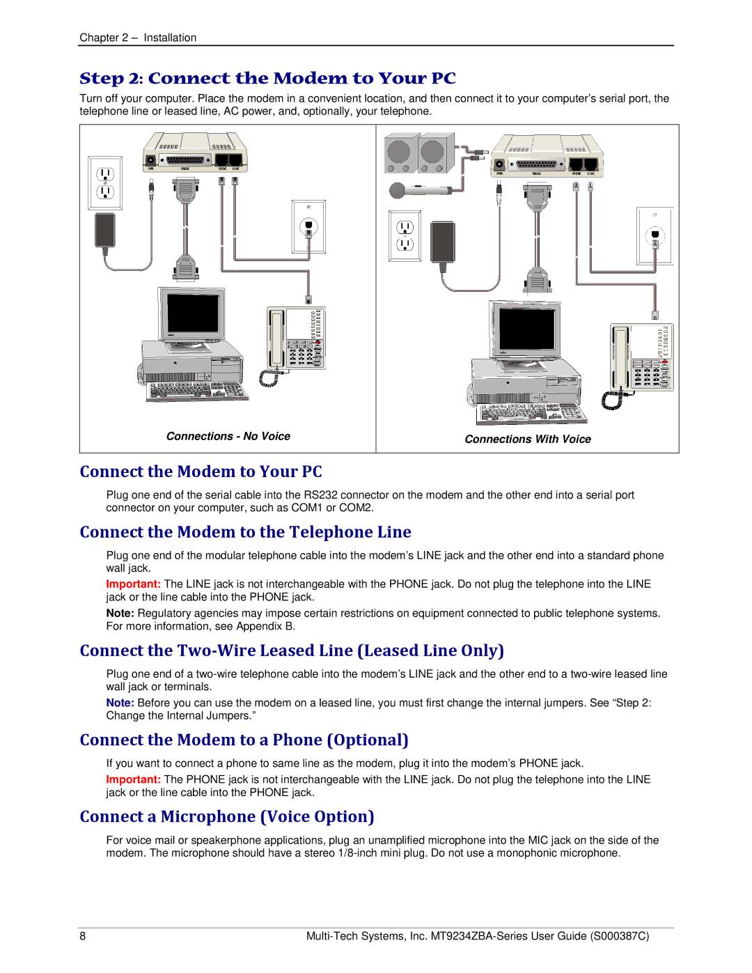 Multi-Tech Systems MT9234ZBA-V manual Connect the Modem to Your PC 