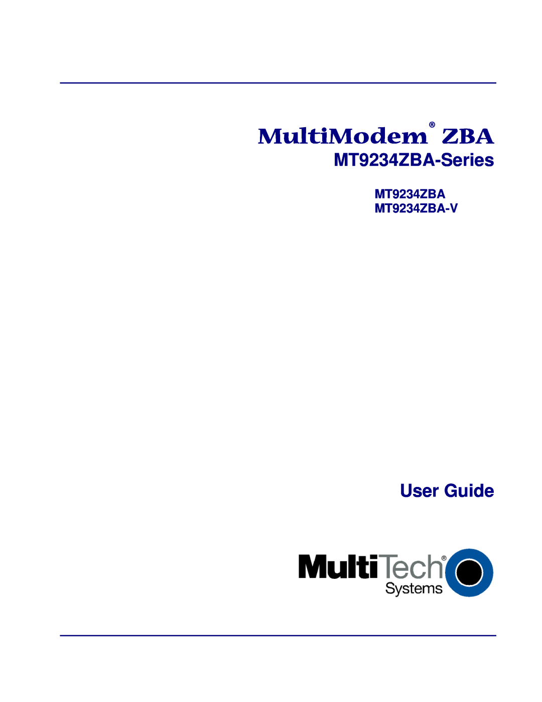 Multi-Tech Systems manual MT9234ZBA MT9234ZBA-V, MultiModem ZBA, MT9234ZBA-Series, User Guide 