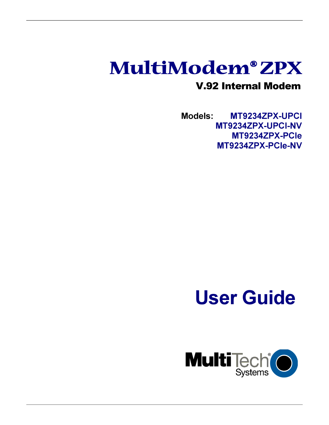 Multi-Tech Systems MT9234ZPX-UPCI-NV manual User Guide 