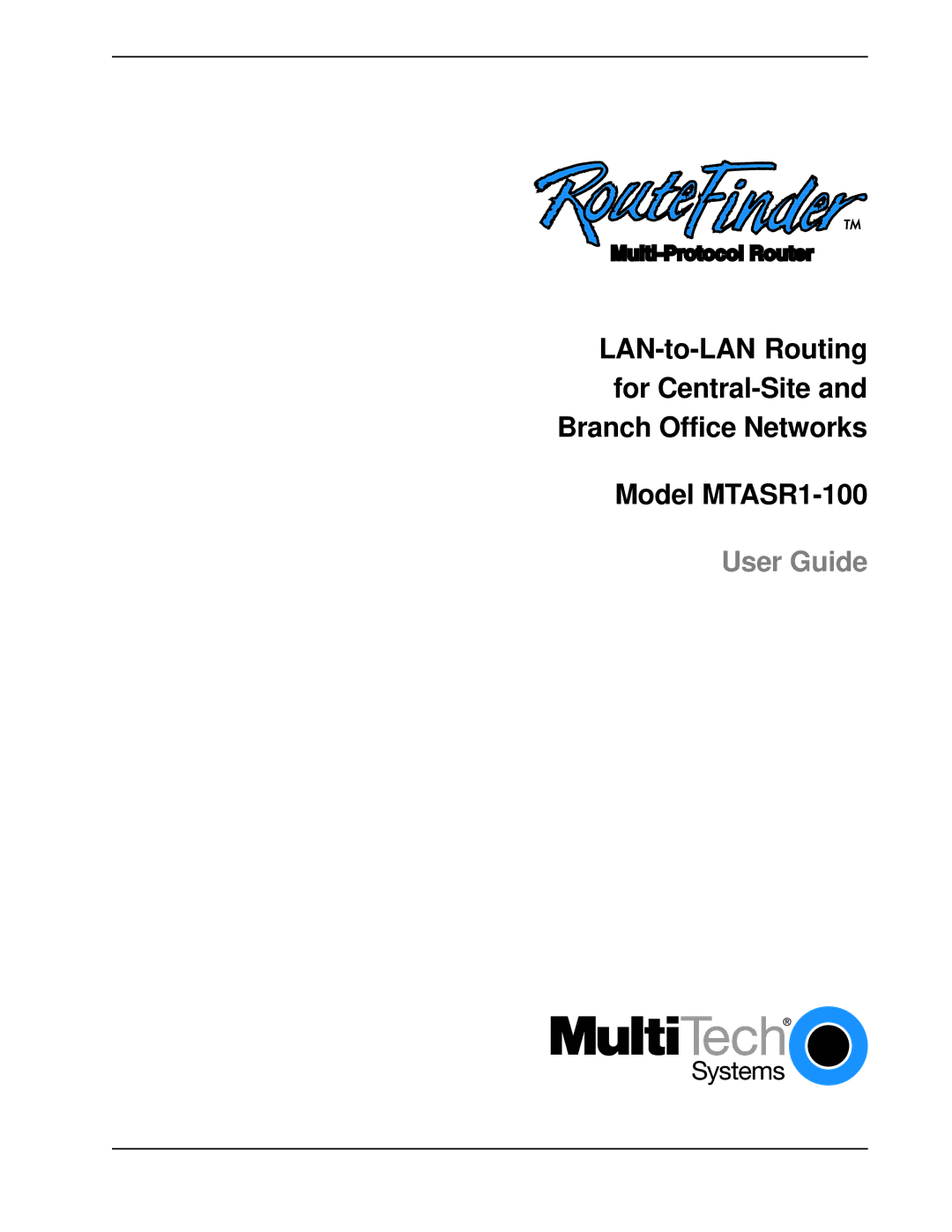 Multi-Tech Systems MTASR1-100 manual User Guide 