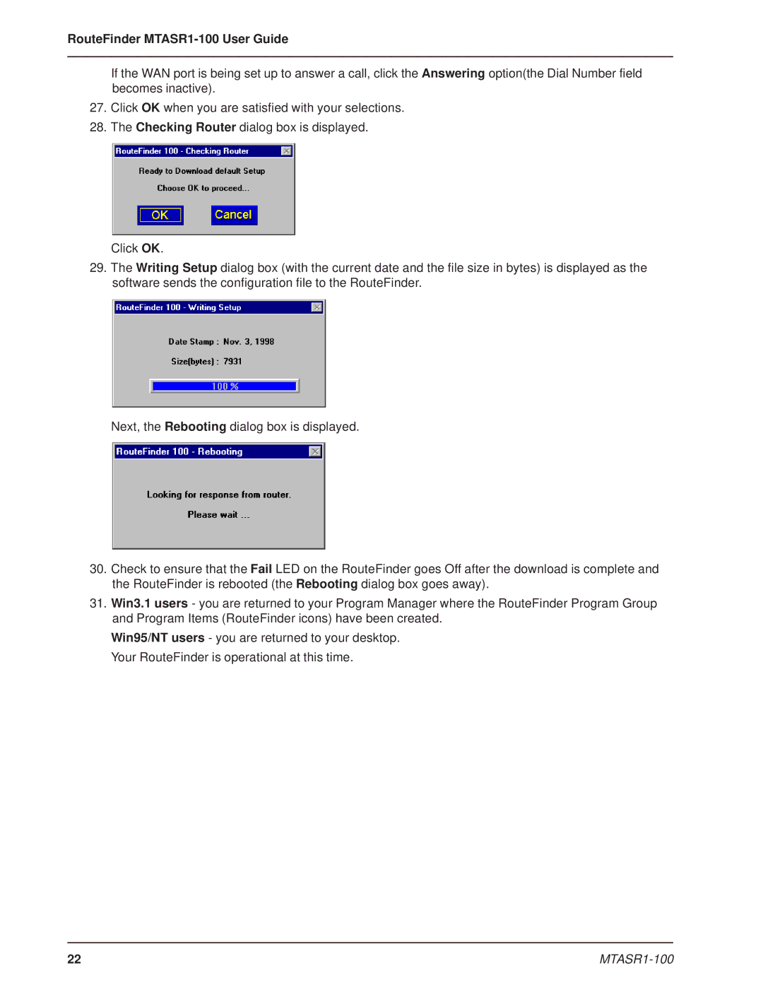 Multi-Tech Systems manual RouteFinder MTASR1-100 User Guide 