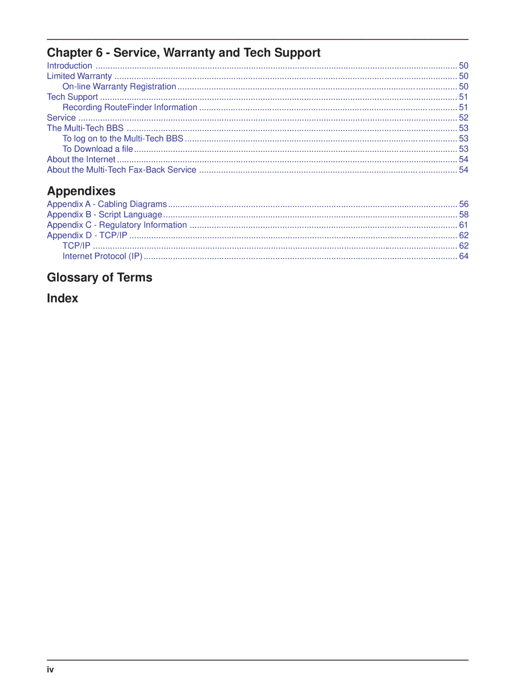 Multi-Tech Systems MTASR1-100 manual Glossary of Terms Index 