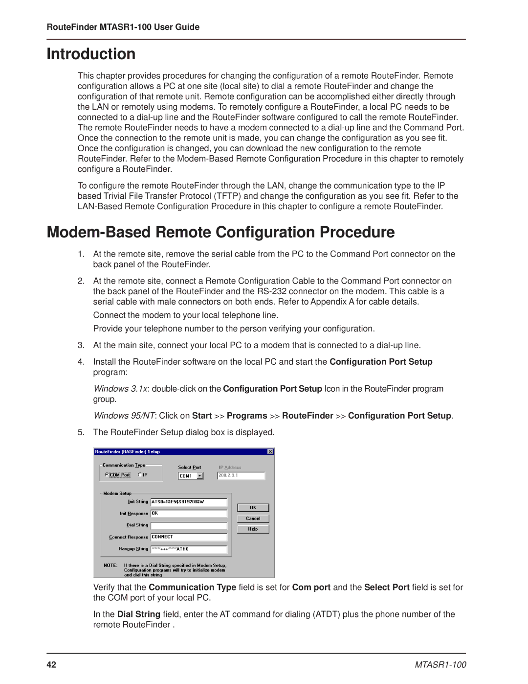 Multi-Tech Systems MTASR1-100 manual Introduction, Modem-Based Remote Configuration Procedure 