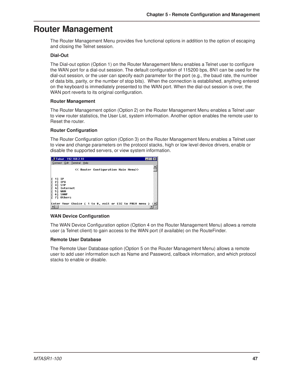 Multi-Tech Systems MTASR1-100 manual Router Management 