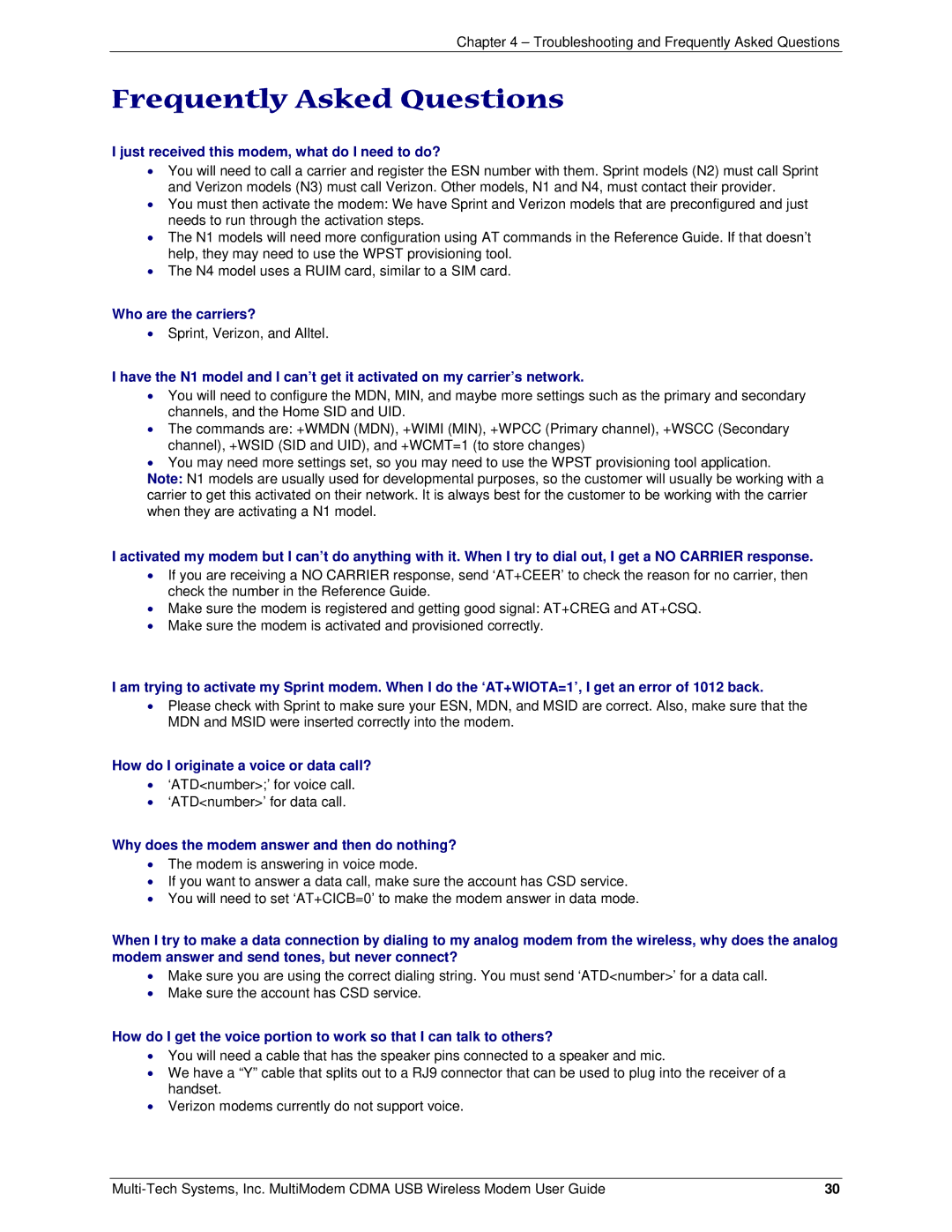 Multi-Tech Systems MTCBA-C-U manual Frequently Asked Questions, Just received this modem, what do I need to do? 