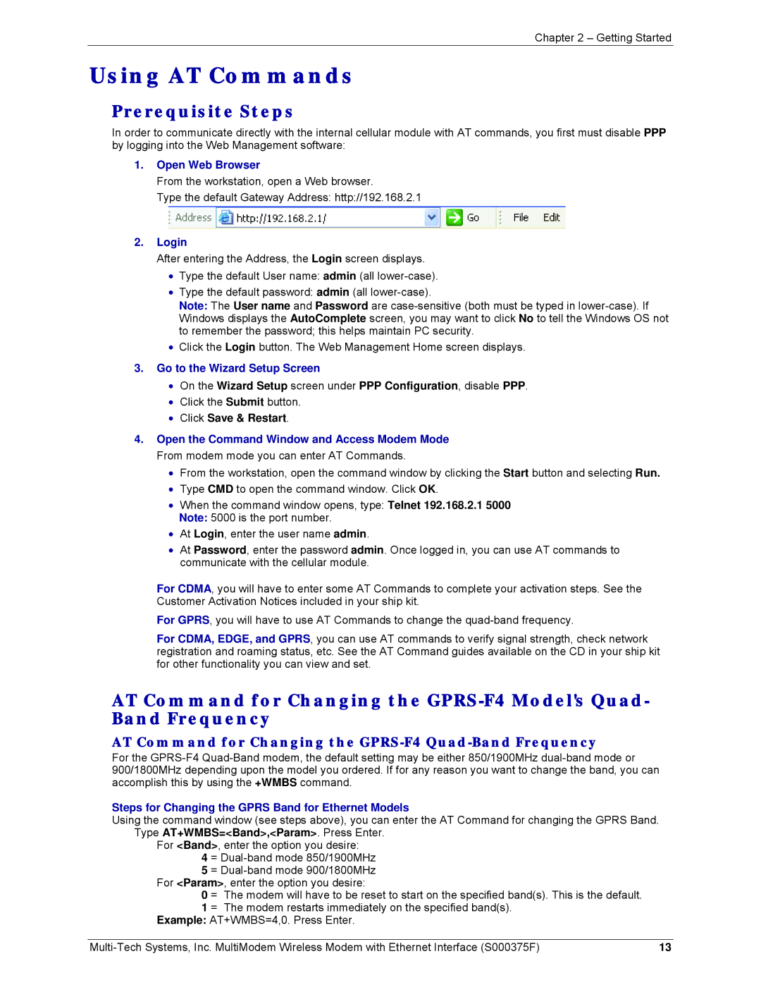 Multi-Tech Systems MTCBA-C-EN-NX, MTCBA-E-EN, MTCBA-G-EN-FX manual Using AT Commands, Prerequisite Steps 