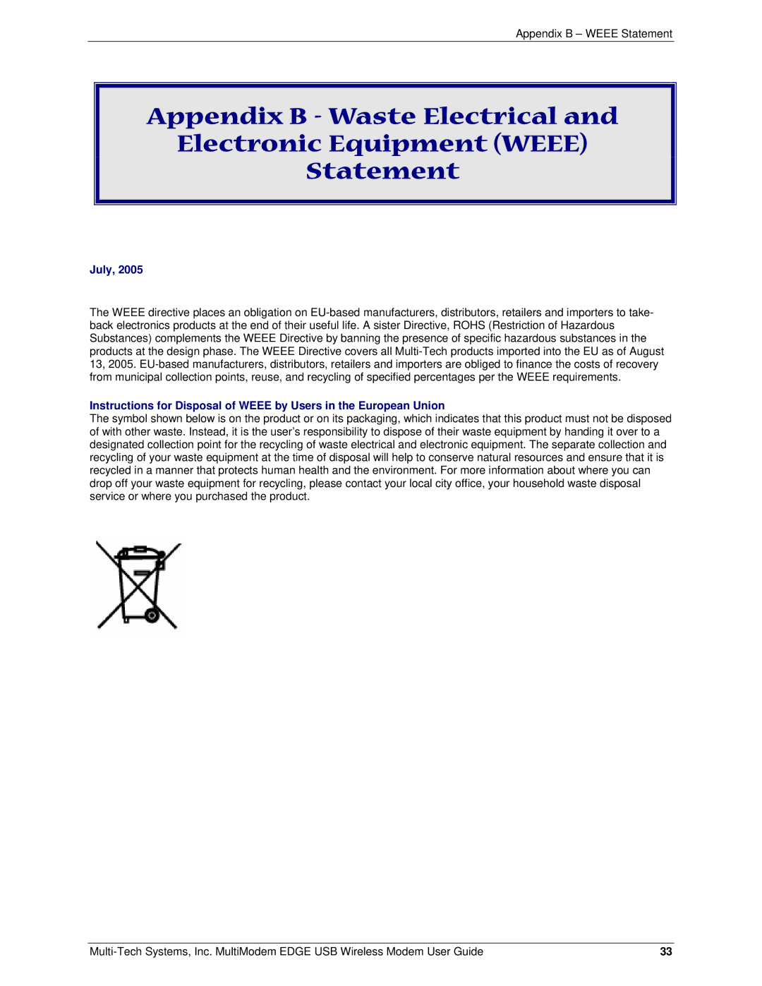 Multi-Tech Systems MTCBA-E-U manual July 