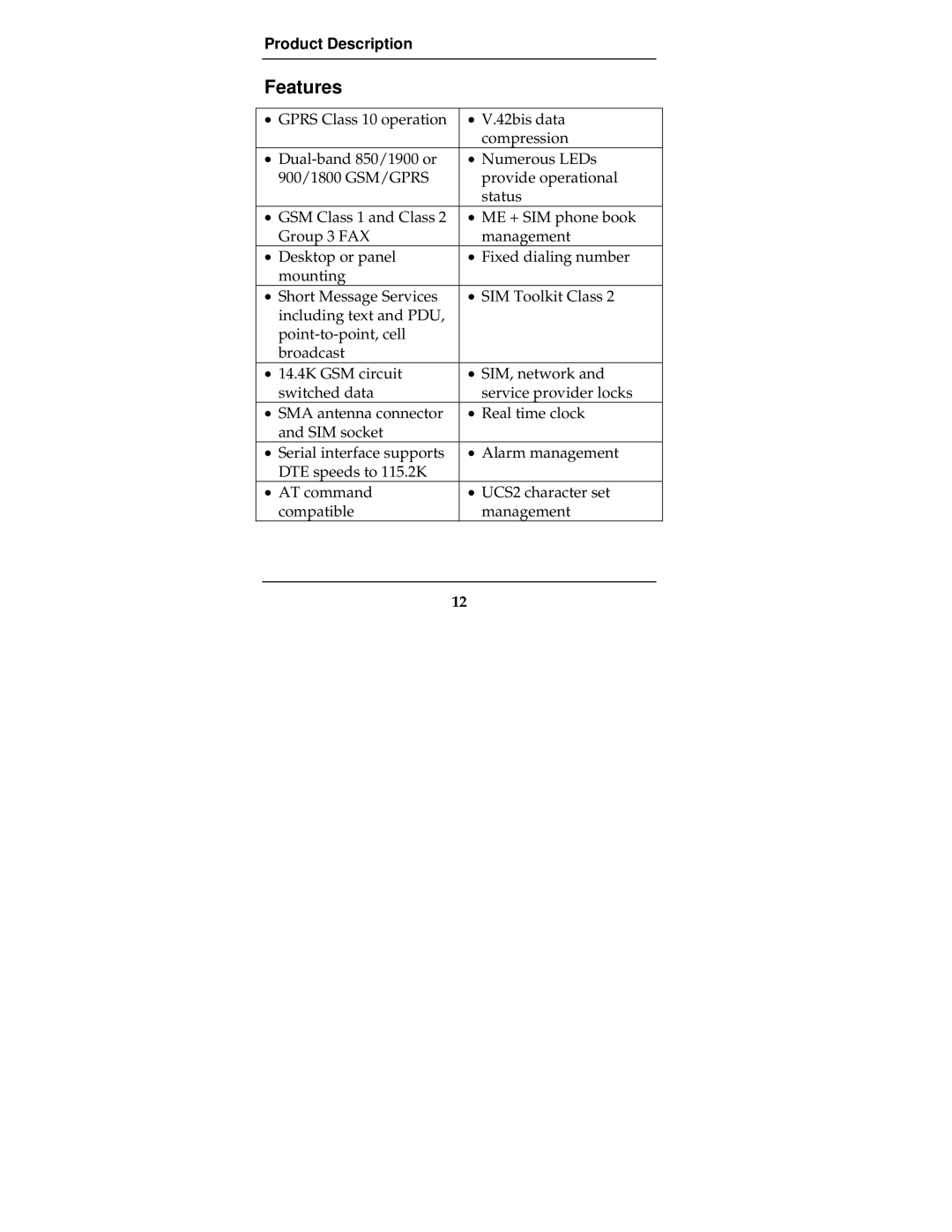 Multi-Tech Systems MTCBA-G-F2 manual Features 