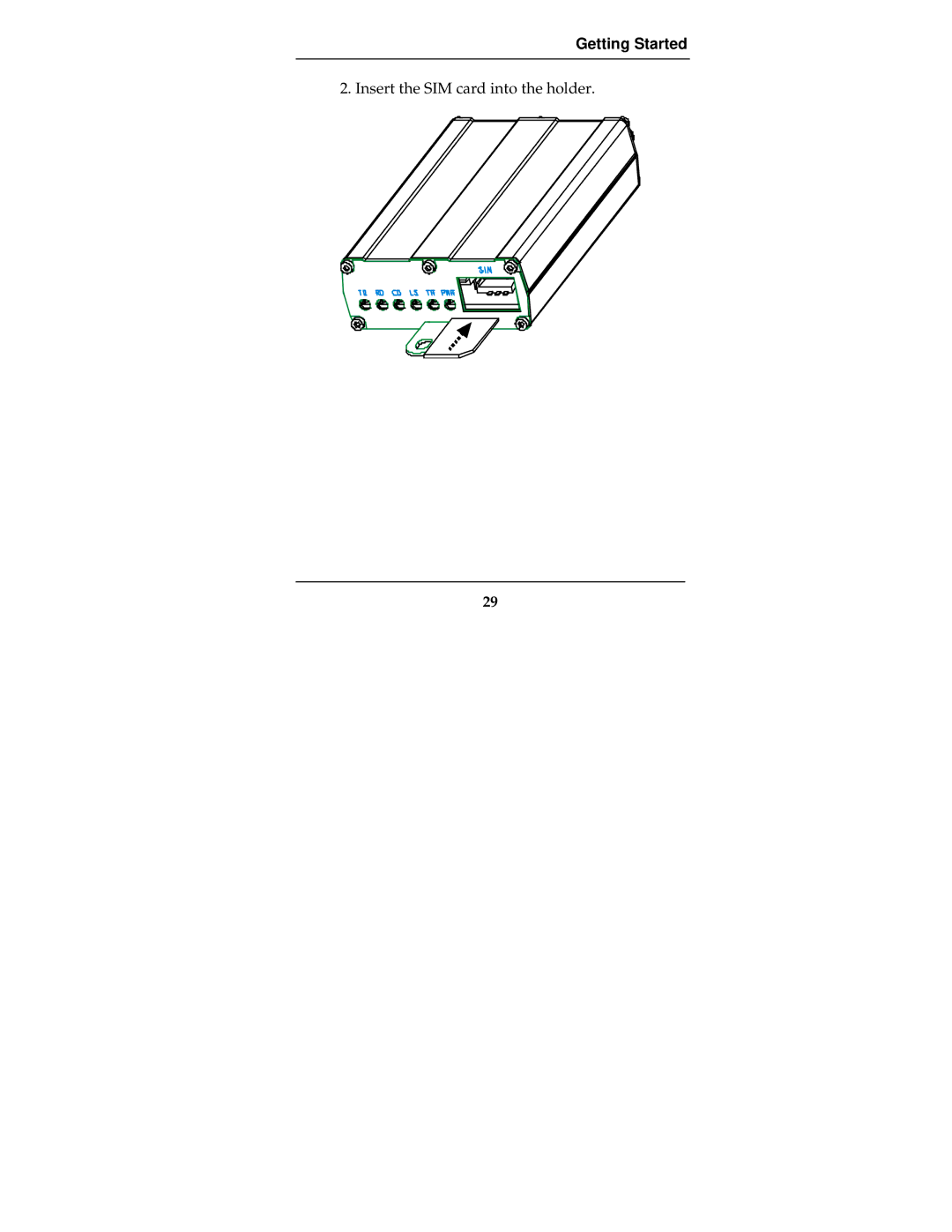 Multi-Tech Systems MTCBA-G-F2 manual Insert the SIM card into the holder 