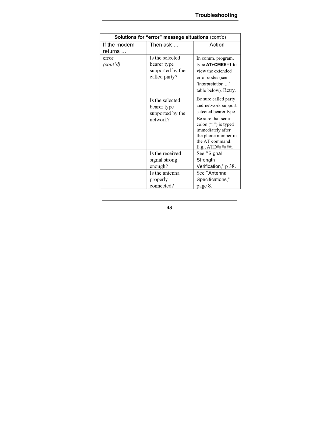 Multi-Tech Systems MTCBA-G-F2 manual Error Is the selected 