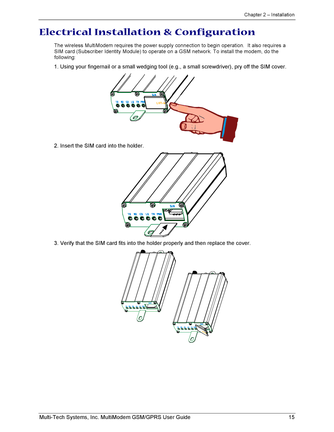 Multi-Tech Systems MTCBA-G-F1 manual Electrical Installation & Configuration 