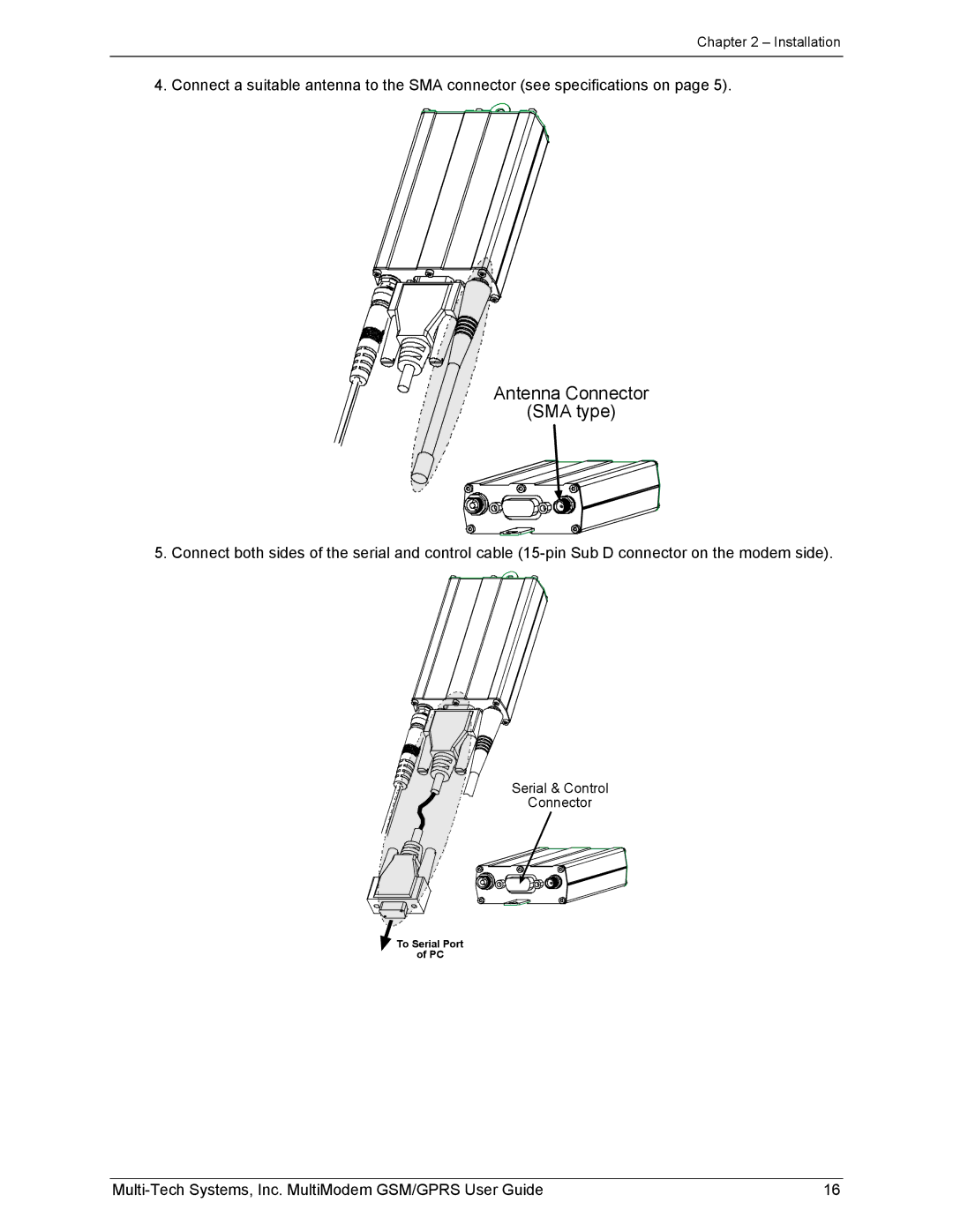 Multi-Tech Systems MTCBA-G-F1 manual Antenna Connector SMA type 