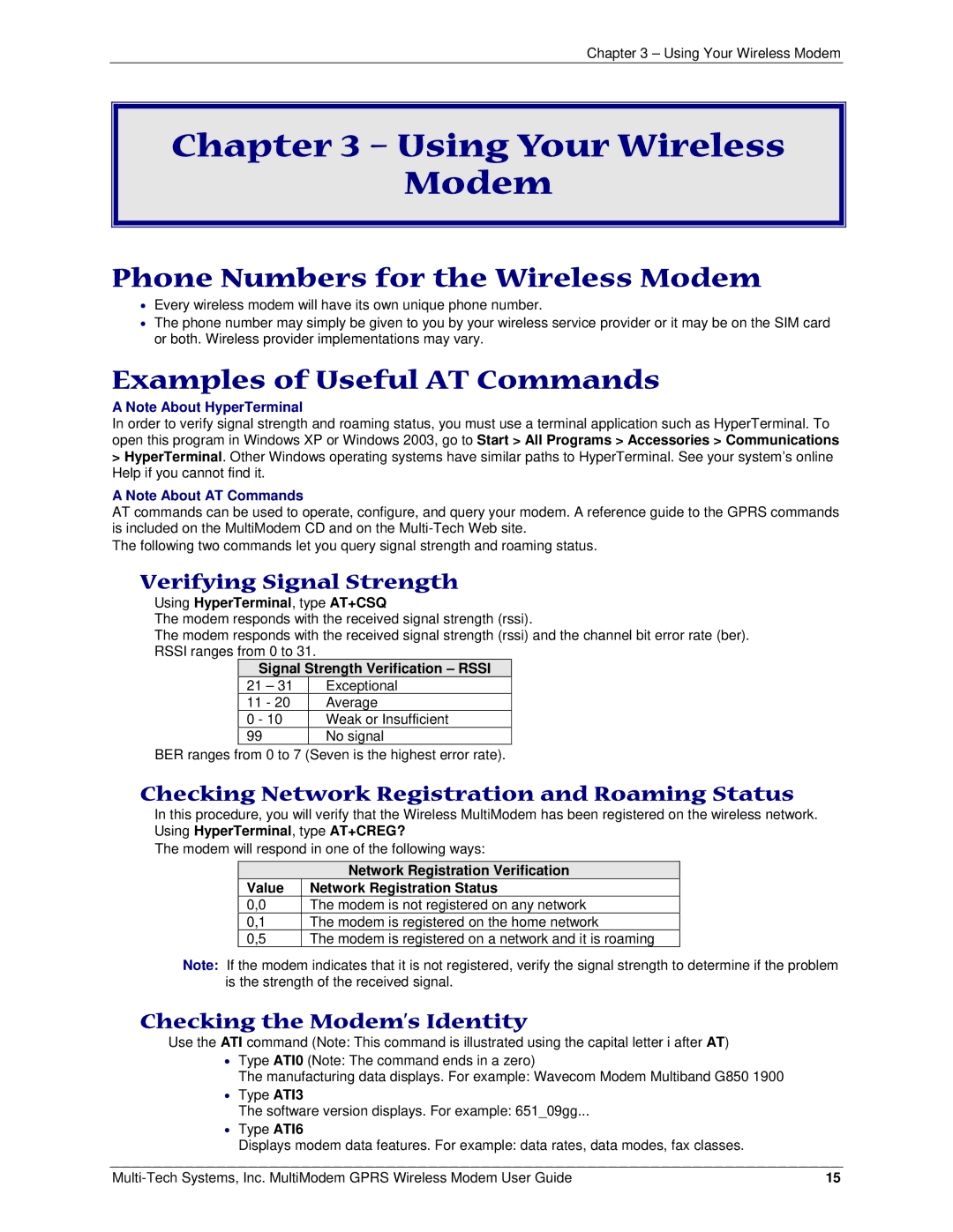 Multi-Tech Systems MTCBA-G-F4 manual Using Your Wireless Modem, Phone Numbers for the Wireless Modem 