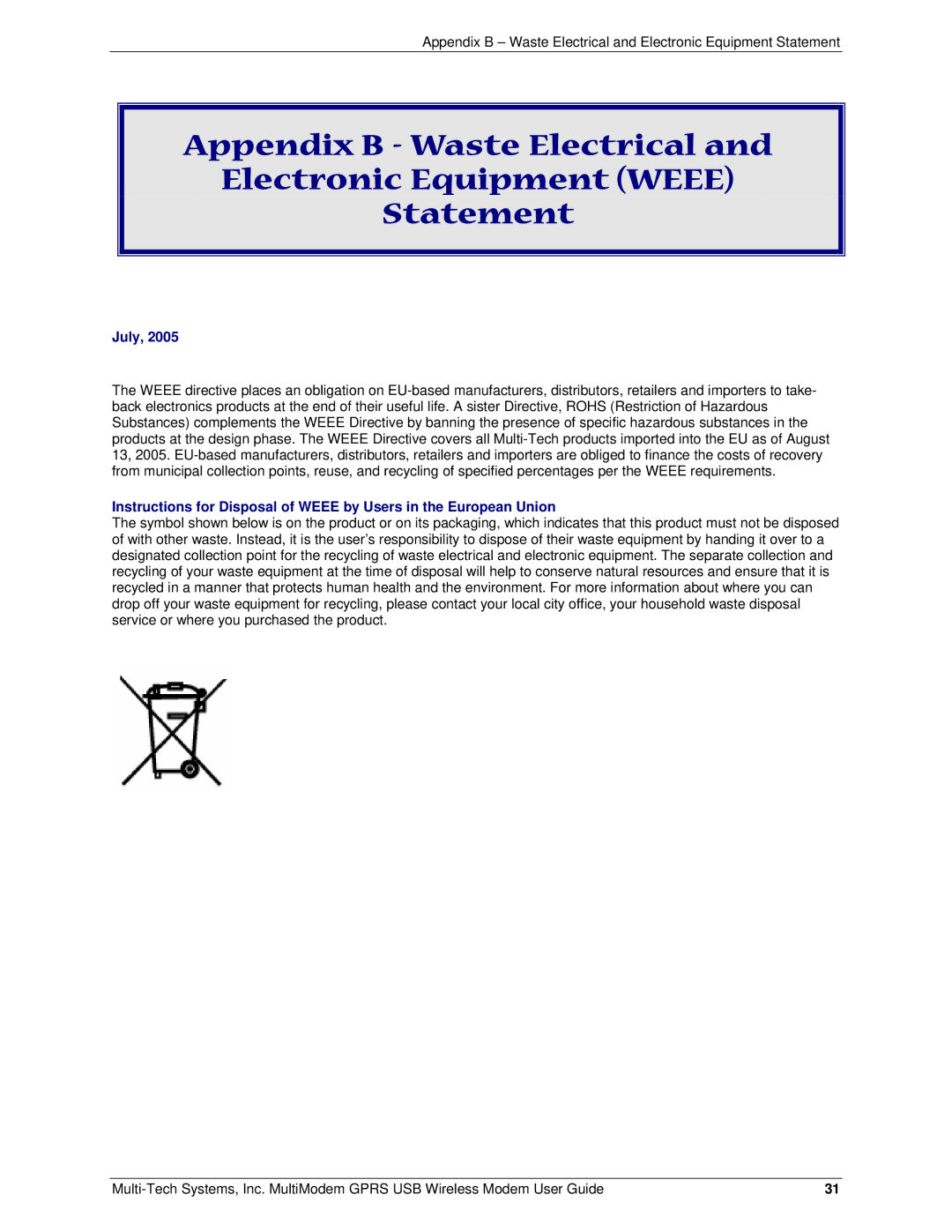 Multi-Tech Systems MTCBA-G-U-F4 manual July 