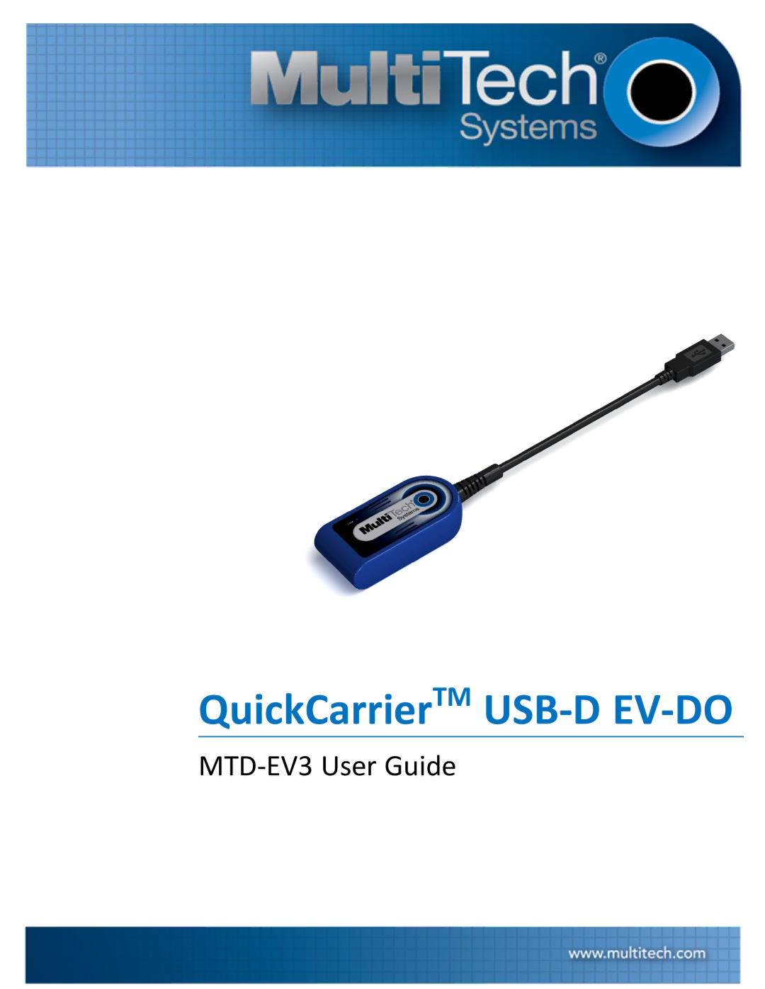 Multi-Tech Systems MTD-EVe manual QuickCarrierTM USB-D EV-DO 