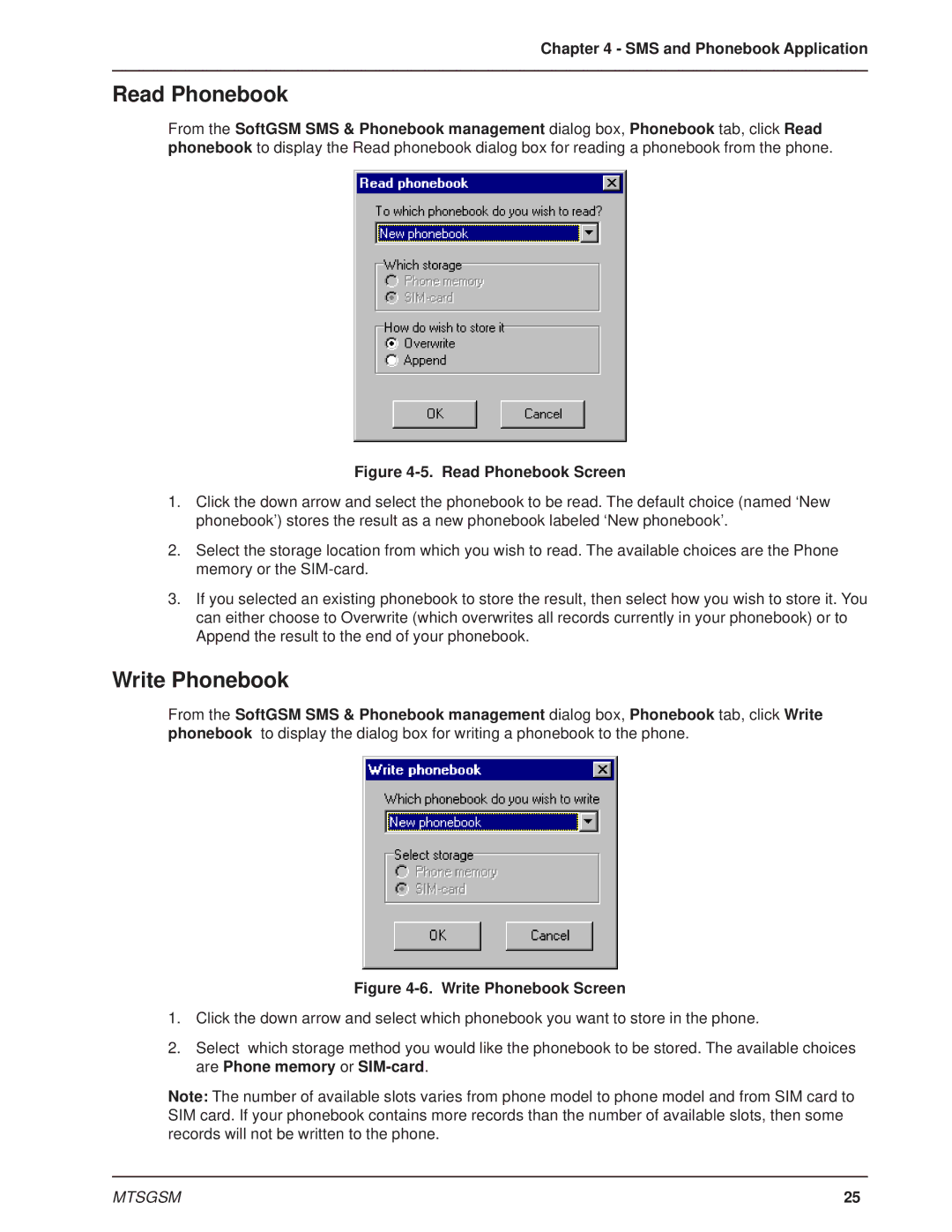 Multi-Tech Systems MTSGSM manual Read Phonebook, Write Phonebook 