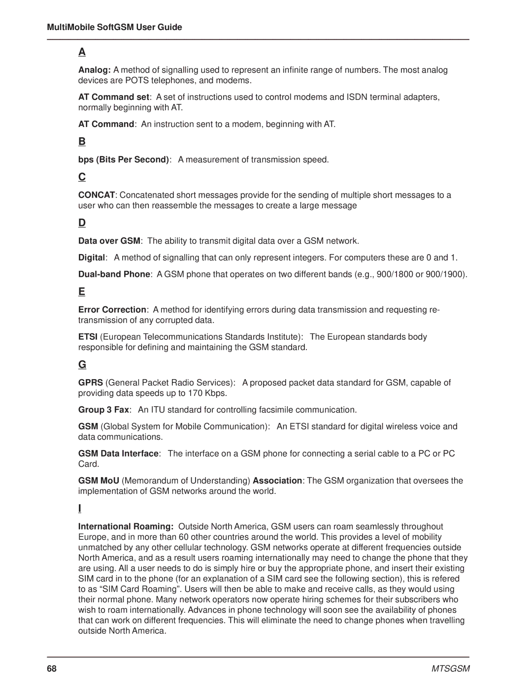 Multi-Tech Systems MTSGSM manual Mtsgsm 