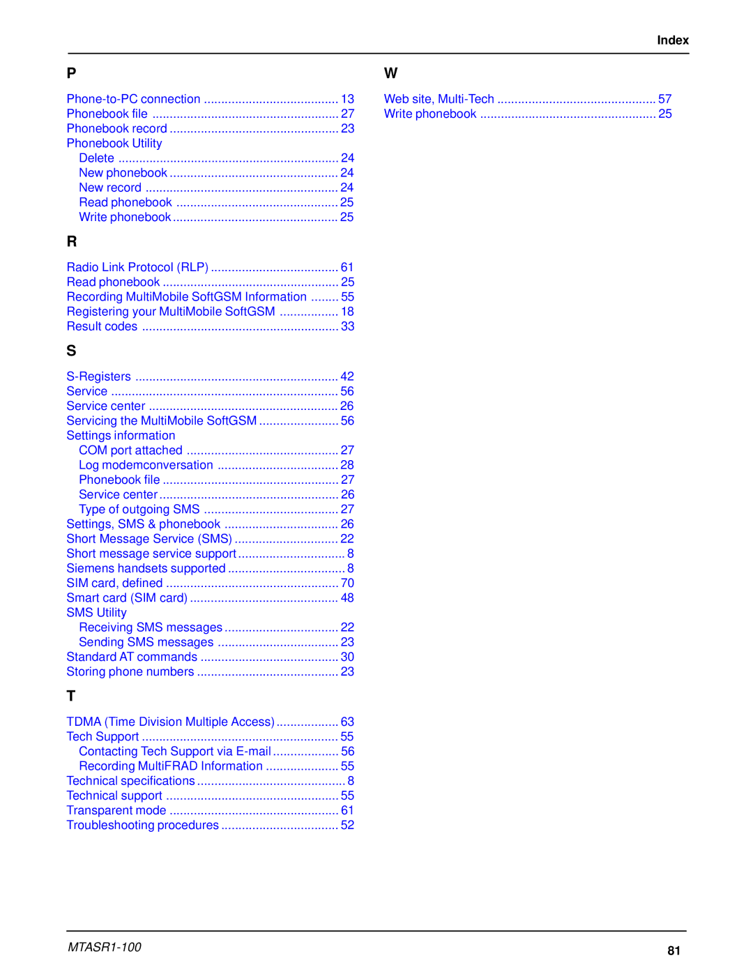 Multi-Tech Systems MTSGSM manual MTASR1-100 