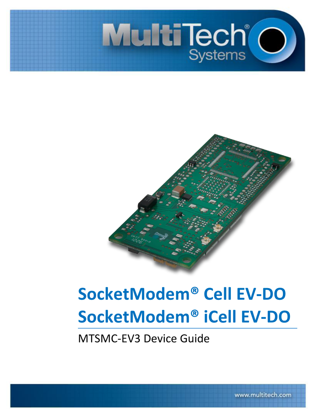 Multi-Tech Systems MTSMC-EV3 manual SocketModem Cell EV-DO SocketModem iCell EV-DO 