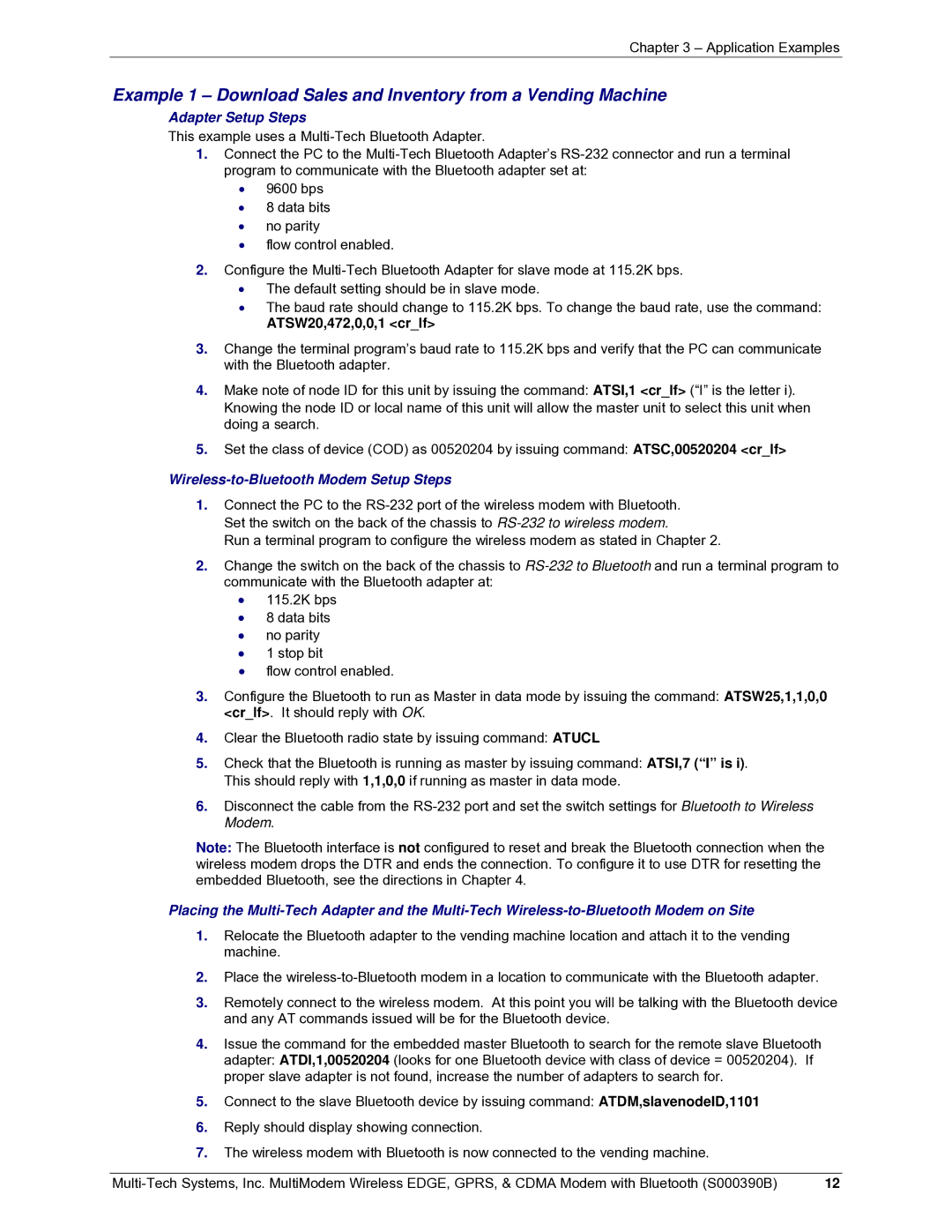 Multi-Tech Systems MultiModem manual Adapter Setup Steps, ATSW20,472,0,0,1 crlf 