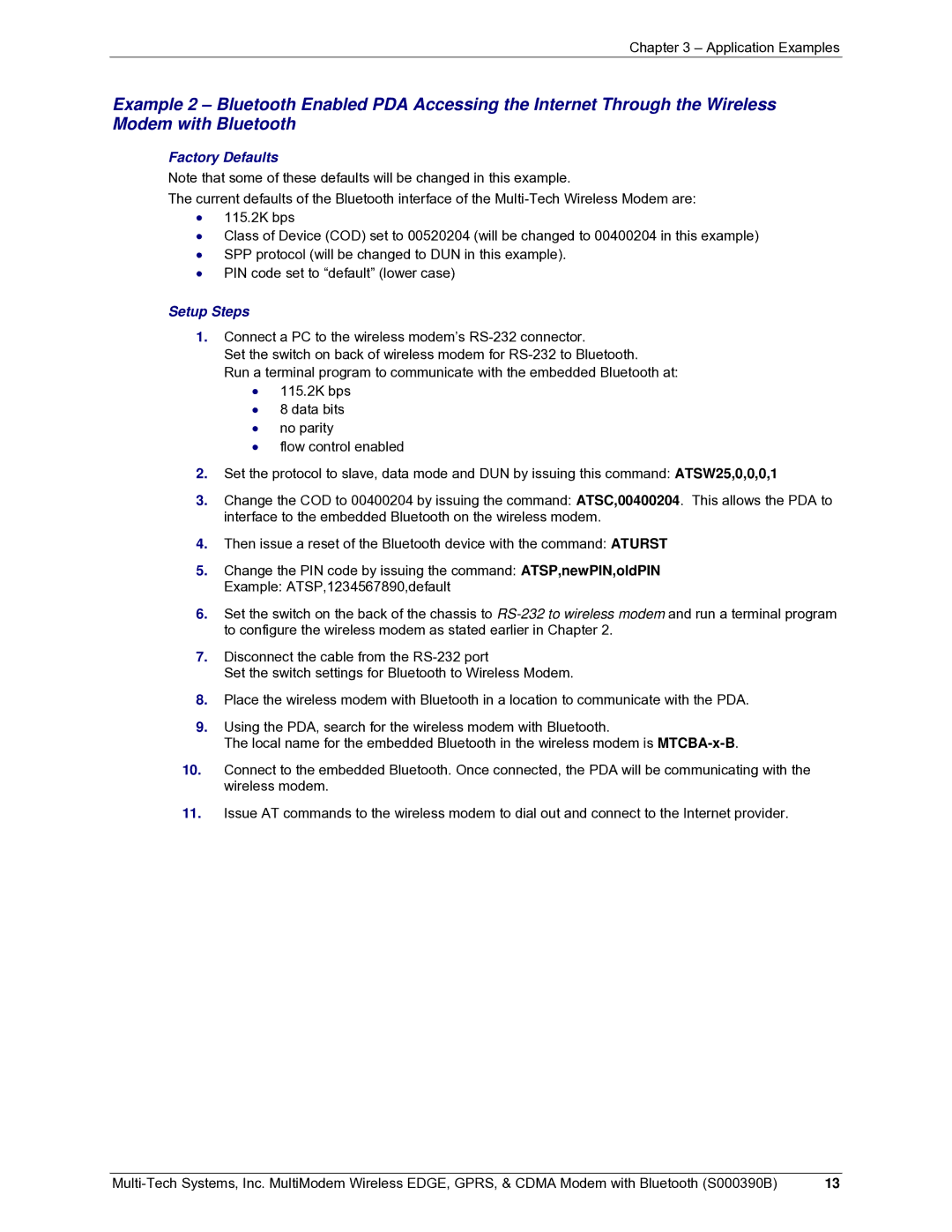 Multi-Tech Systems MultiModem manual Factory Defaults 