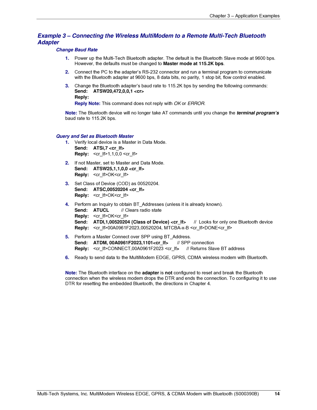 Multi-Tech Systems MultiModem manual Send ATSW20,472,0,0,1 cr Reply, Send ATSi,7 crlf, Send ATSW25,1,1,0,0 crlf 