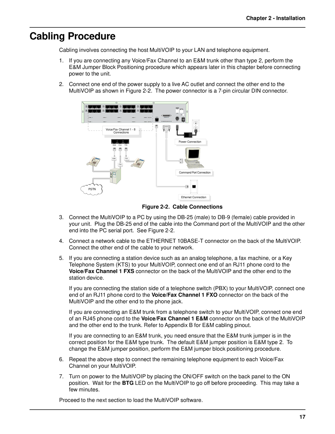 Multi-Tech Systems MVP 800 manual Cabling Procedure, Cable Connections 