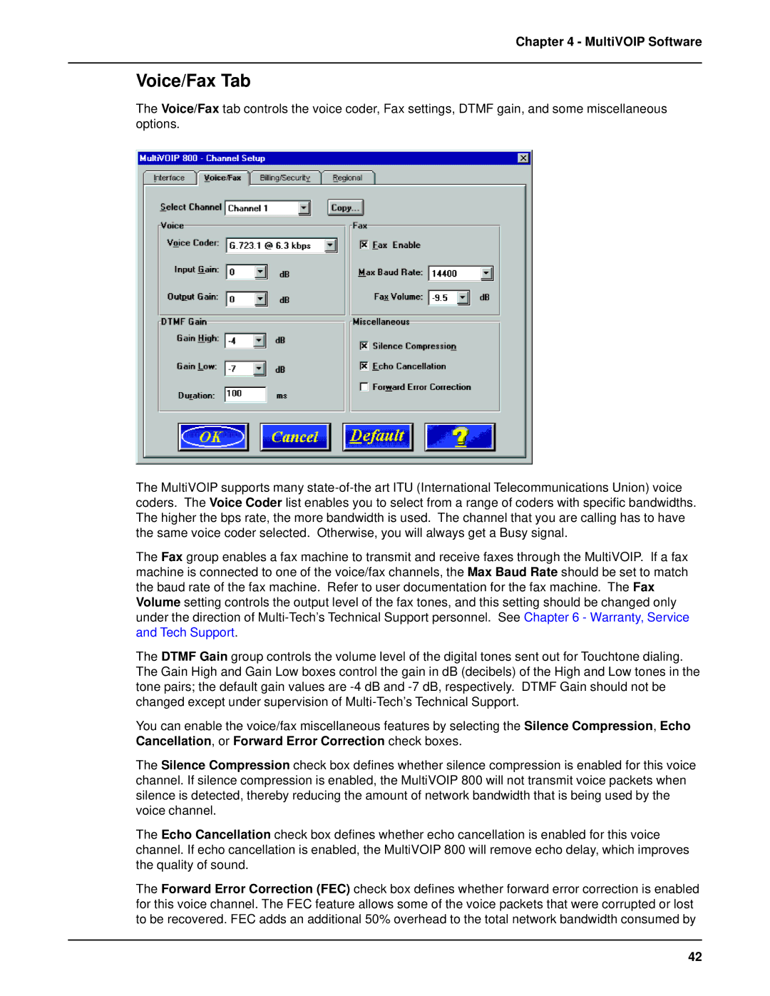 Multi-Tech Systems MVP 800 manual Voice/Fax Tab 