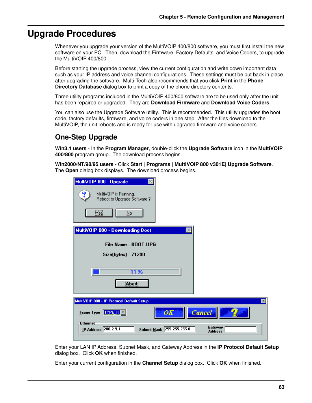 Multi-Tech Systems MVP 800 manual Upgrade Procedures, One-Step Upgrade 