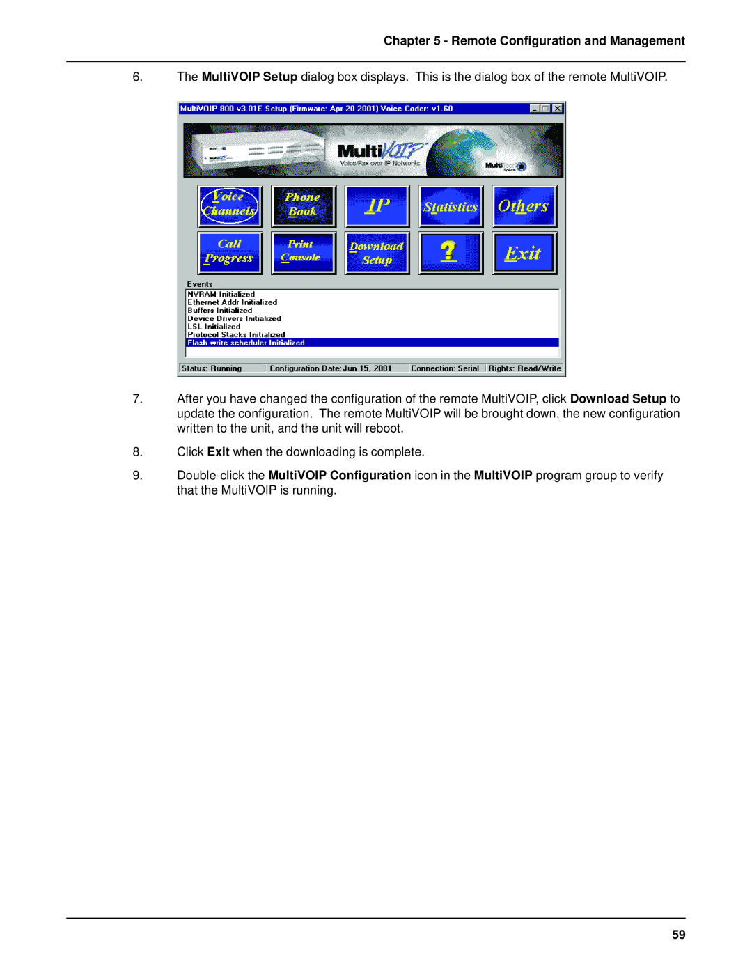 Multi-Tech Systems MVP 800 manual Remote Configuration and Management, Click Exit when the downloading is complete 
