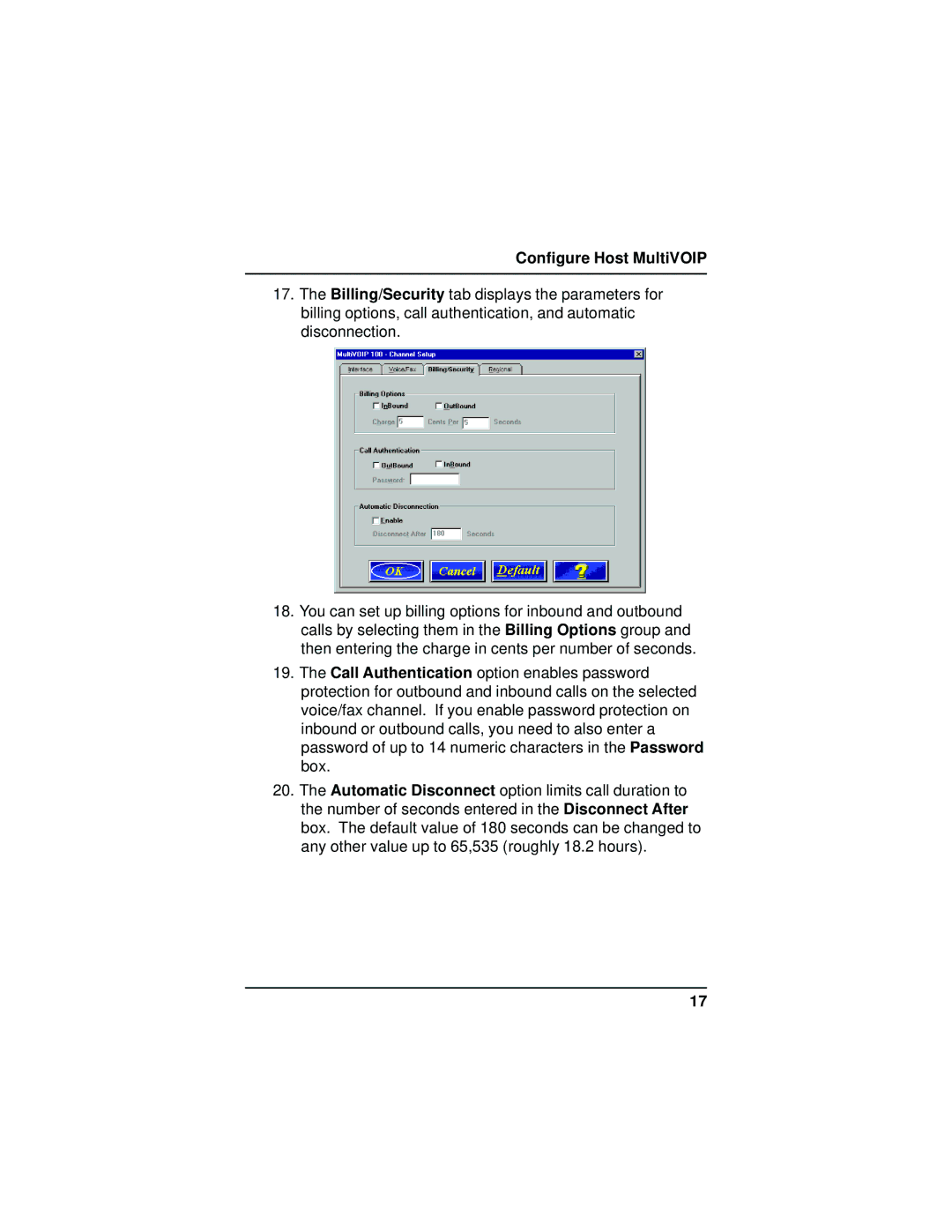 Multi-Tech Systems MVP110 quick start Configure Host MultiVOIP 