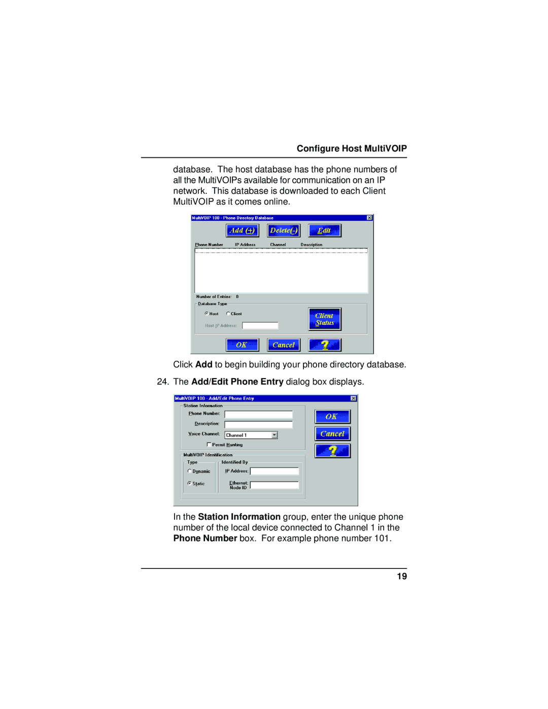 Multi-Tech Systems MVP110 quick start Configure Host MultiVOIP 