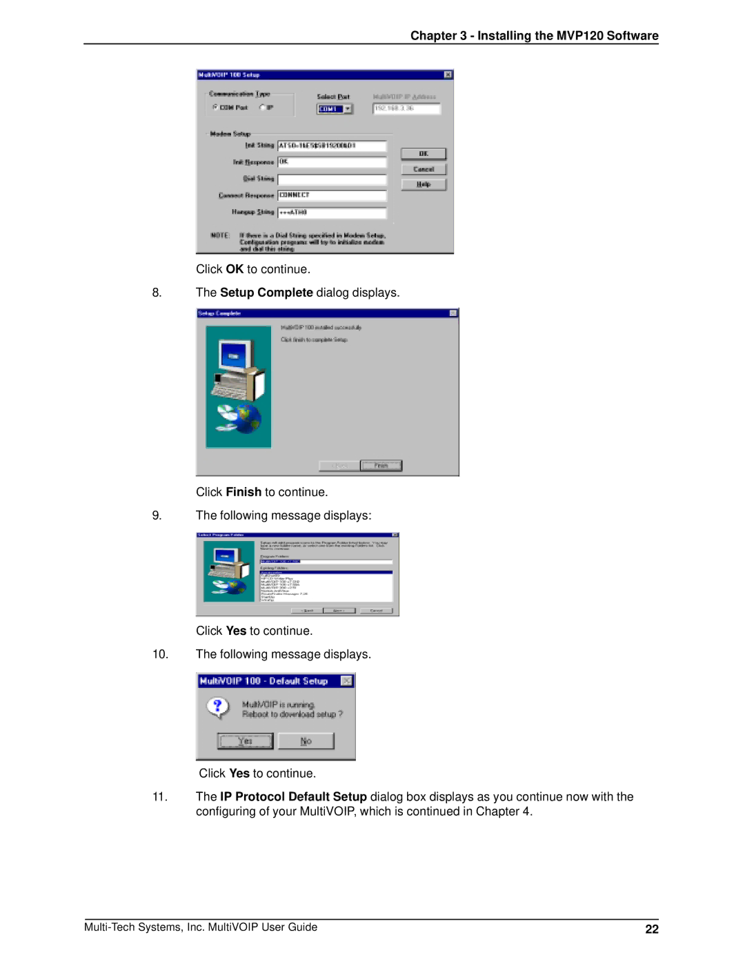 Multi-Tech Systems manual Installing the MVP120 Software 