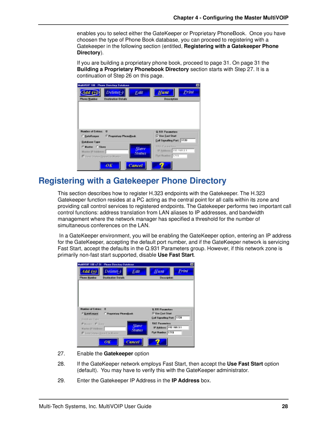 Multi-Tech Systems MVP120 manual Registering with a Gatekeeper Phone Directory 