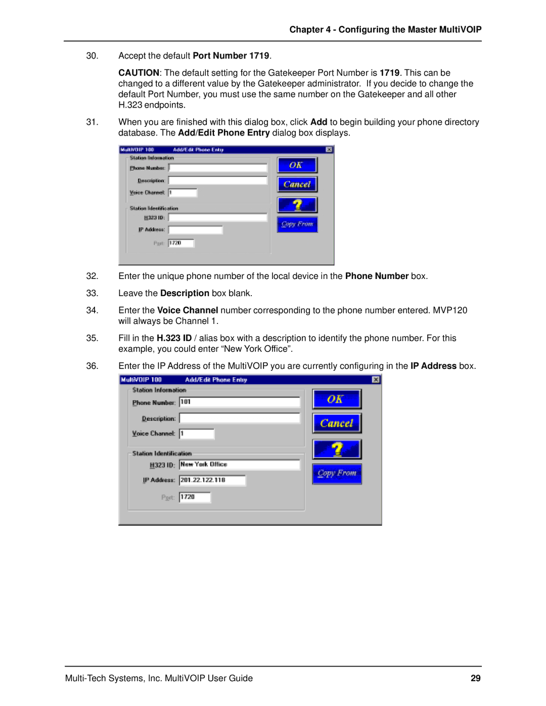 Multi-Tech Systems MVP120 manual Configuring the Master MultiVOIP 